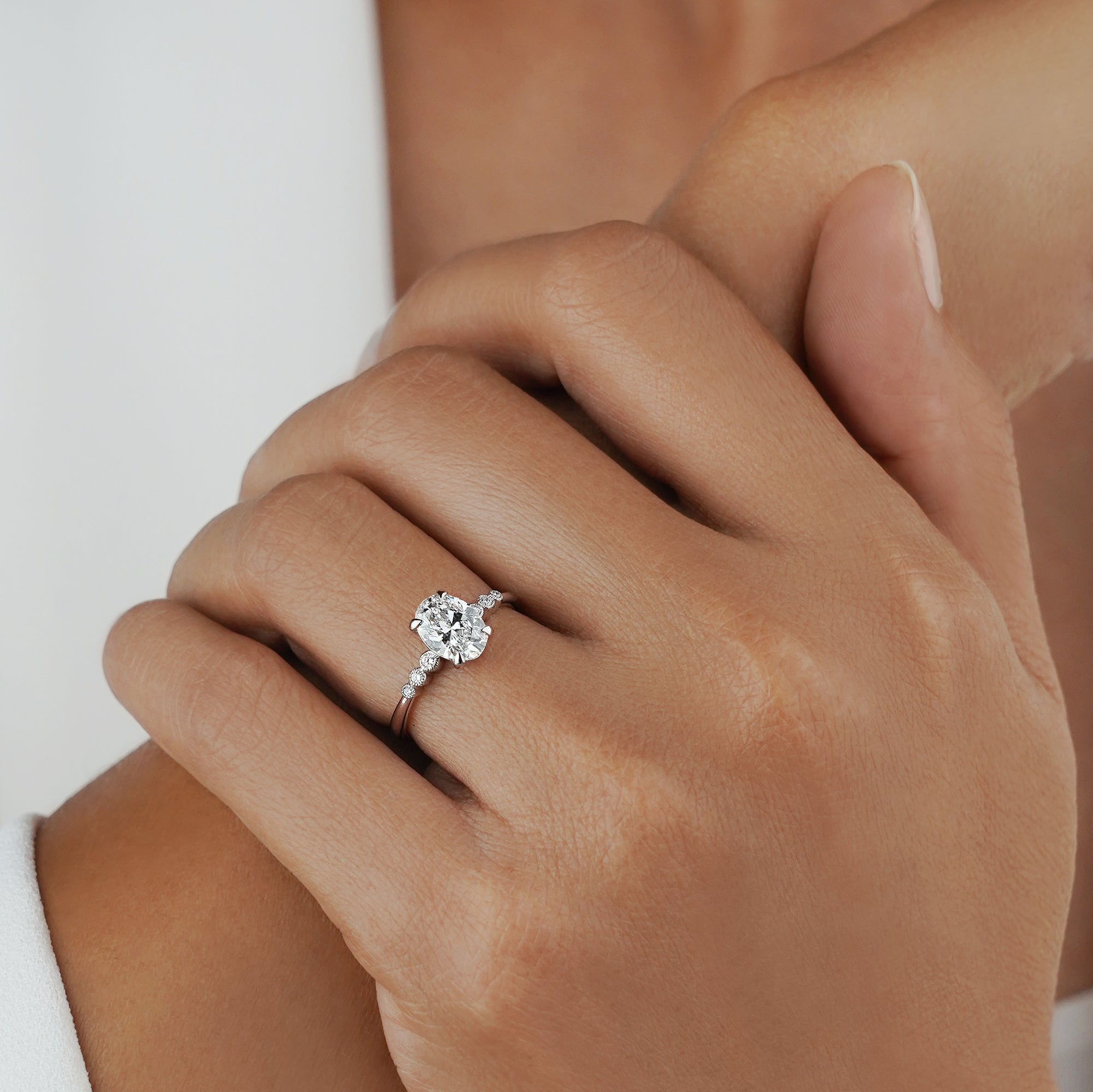 1.15 Carat Oval Diamond Ring - Solid 14K White Gold | BITS OF BALI JEWELRY