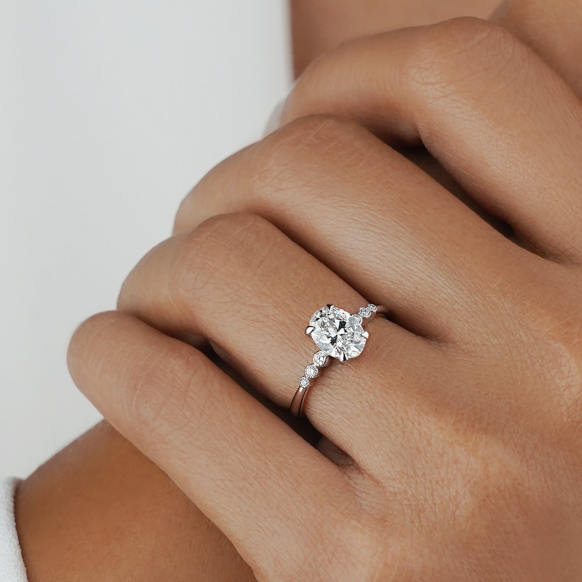 1.15 Carat Oval Diamond Ring - Solid 14K White Gold | BITS OF BALI JEWELRY