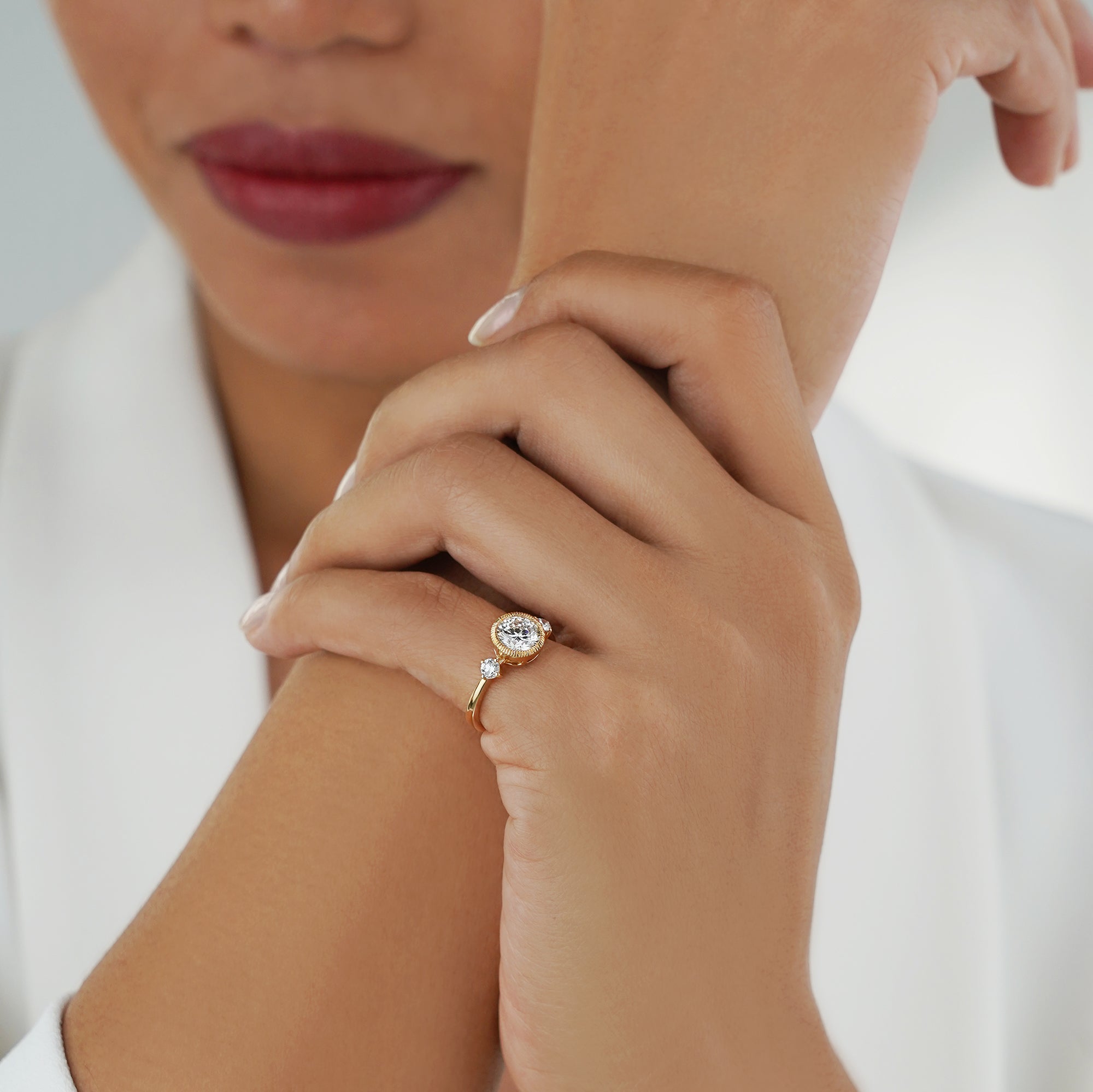 1.29 Carat Round Diamond Ring - Solid 14K Yellow Gold | BITS OF BALI JEWELRY