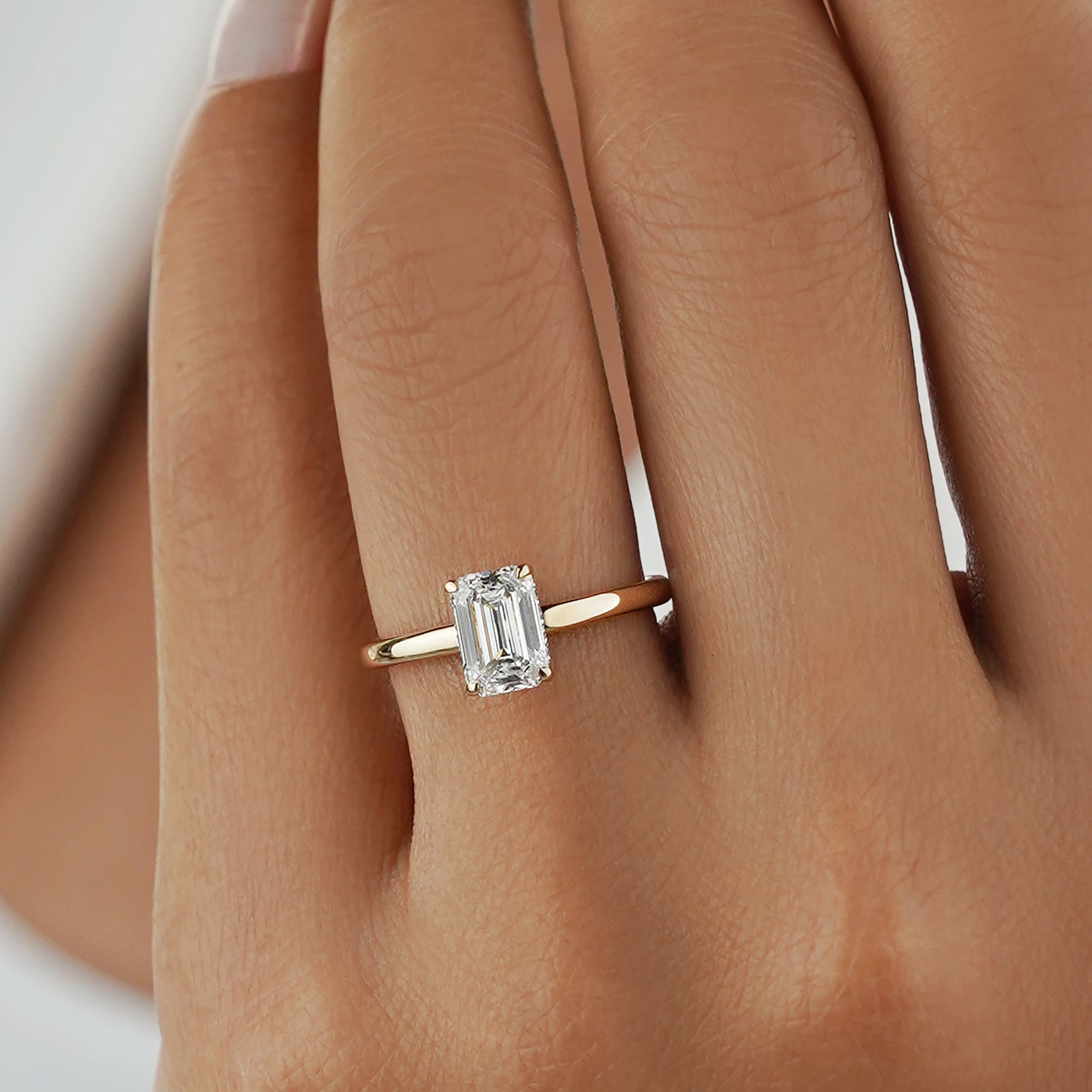 1.38 Carat Emerald Diamond Ring - Solid 14K Yellow Gold