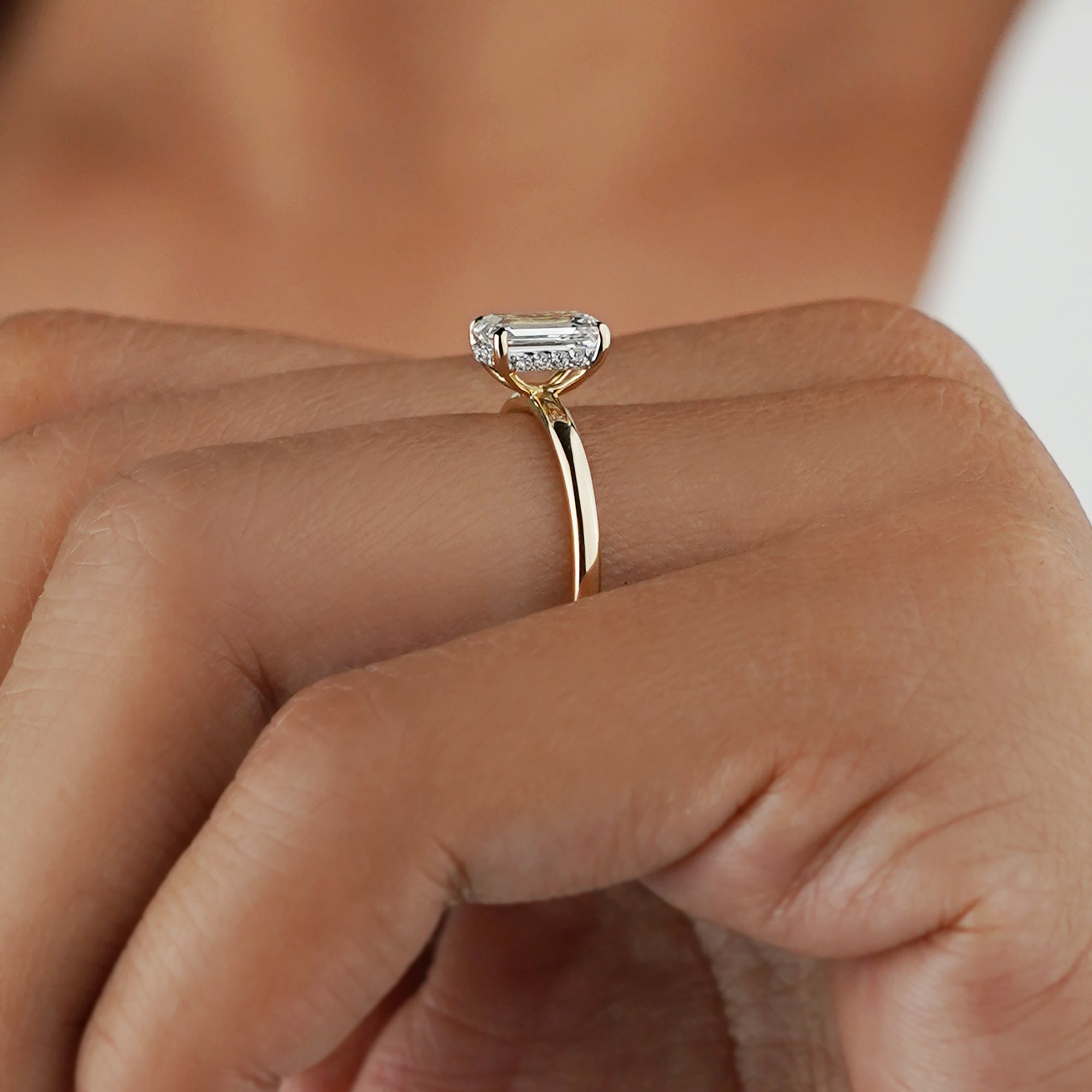 1.38 Carat Emerald Diamond Ring - Solid 14K Yellow Gold