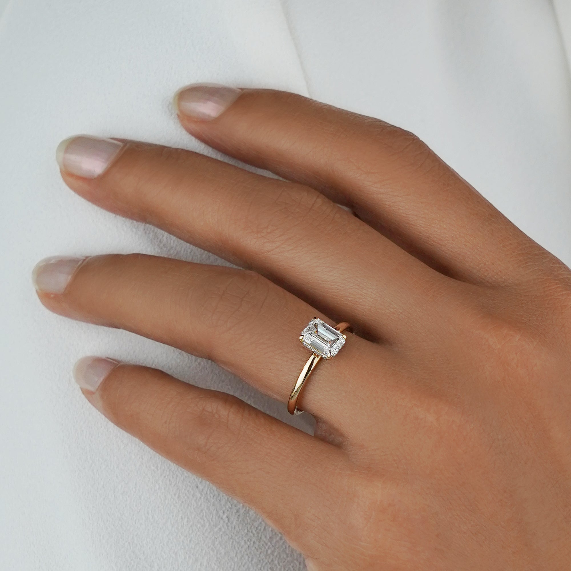 1.38 Carat Emerald Diamond Ring - Solid 14K Yellow Gold