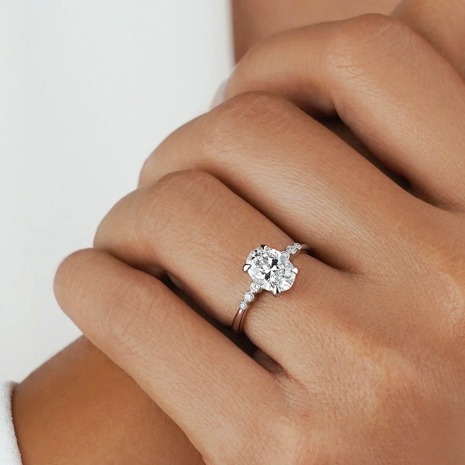 1.71 Carat Oval Diamond Ring - Solid 14K White Gold