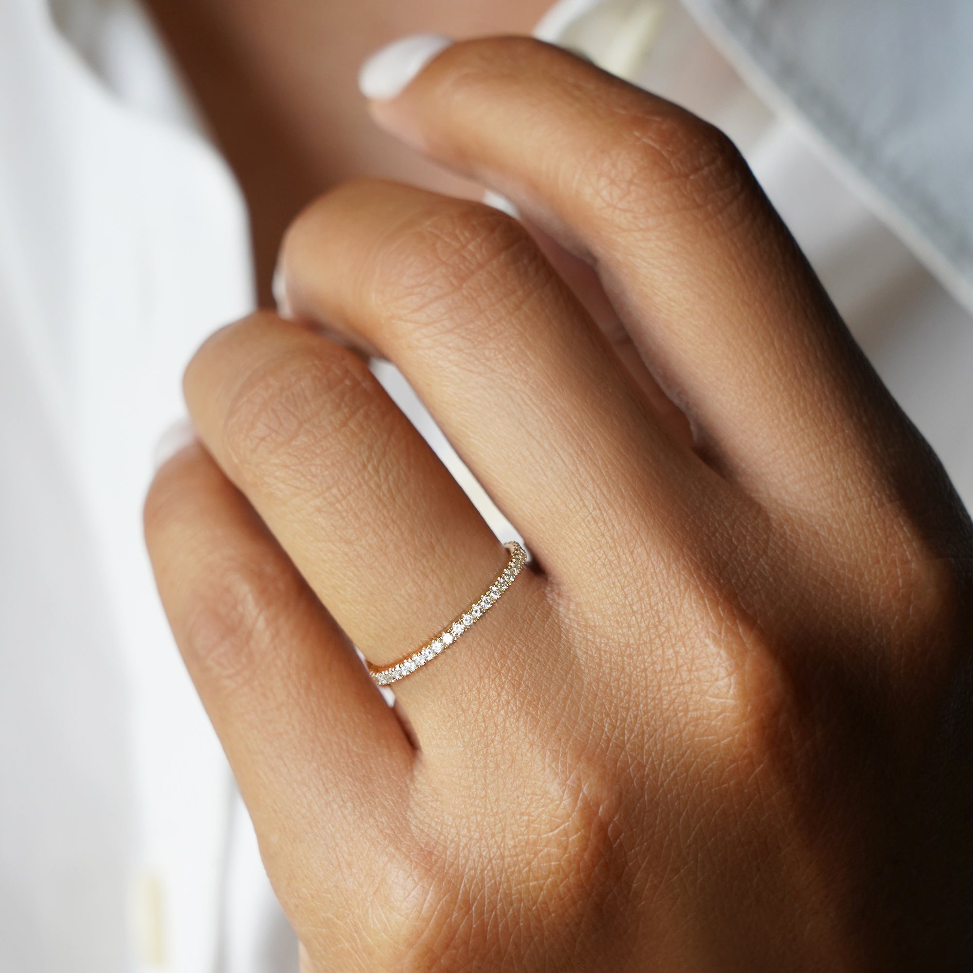 1mm Full Diamond Eternity Band – Solid 18K Yellow Gold | BITS OF BALI JEWELRY