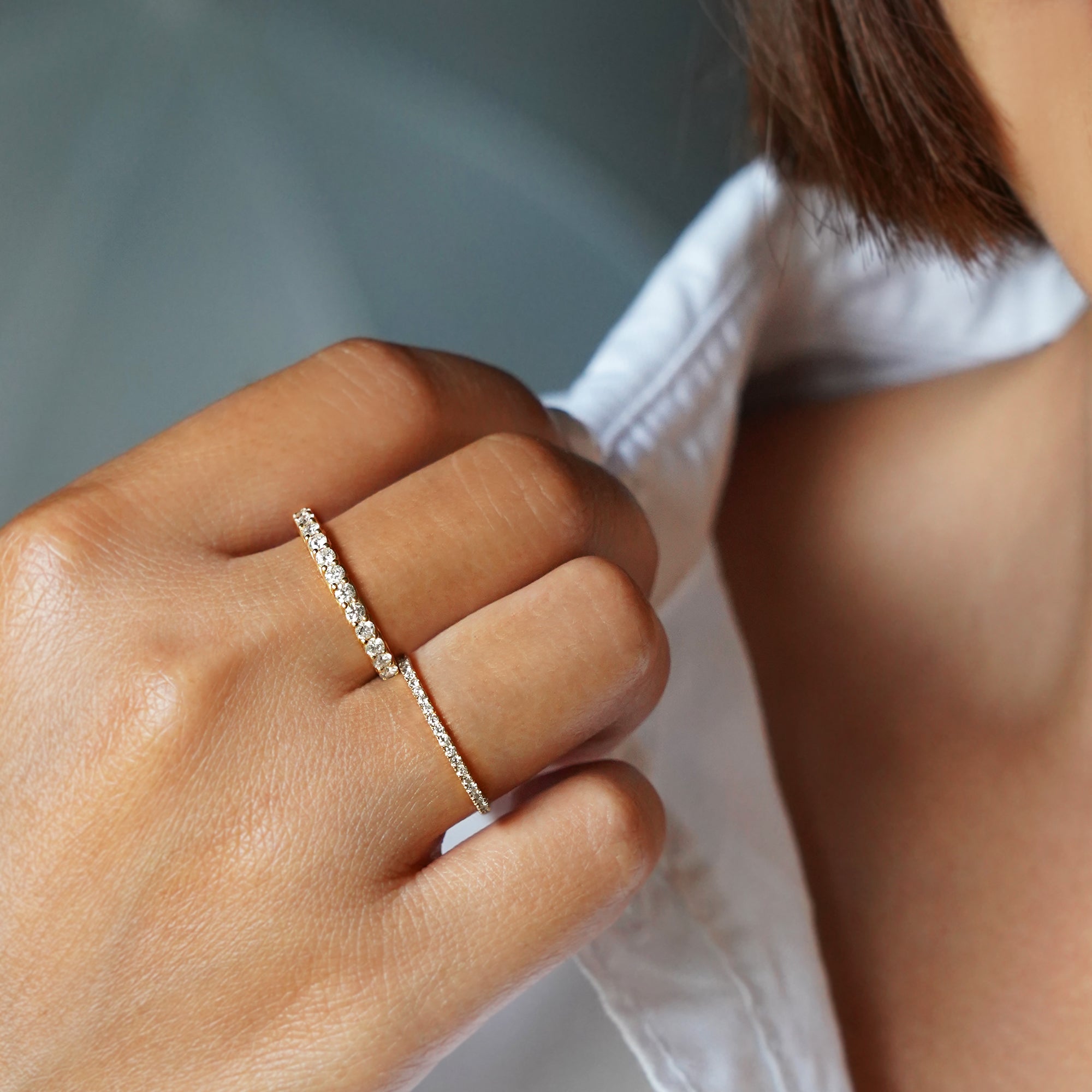 1mm Full Diamond Eternity Band – Solid 18K Yellow Gold | BITS OF BALI JEWELRY