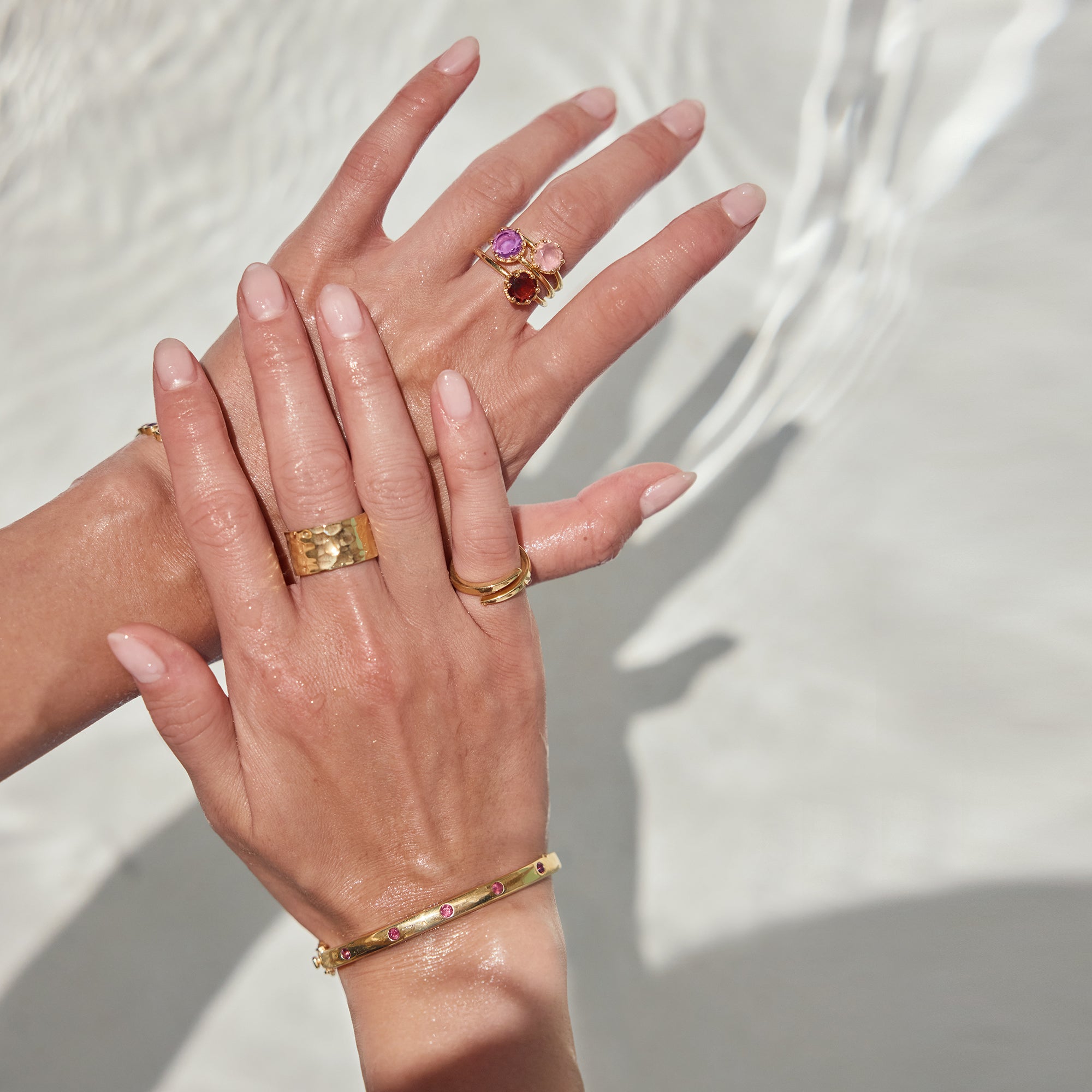 Ibu Five Stone Rhodolite Bracelet - Sterling Silver | BITS OF BALI JEWELRY