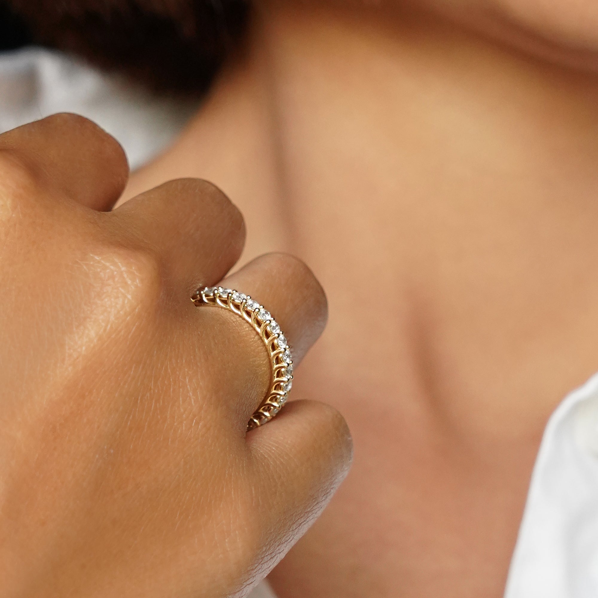 2mm Full Diamond Eternity Band - Solid 18K Yellow Gold | BITS OF BALI JEWELRY