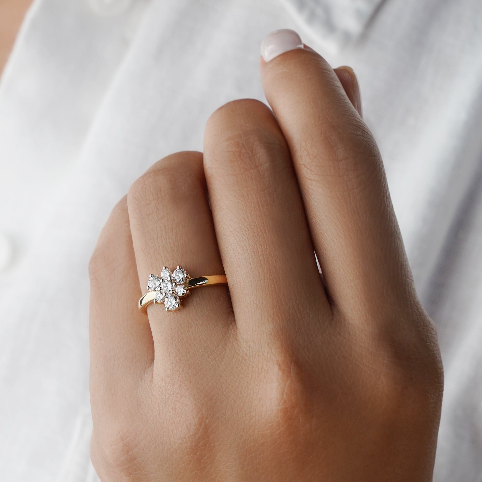 Seven Diamond Ring - Solid 18K Yellow Gold | BITS OF BALI JEWELRY