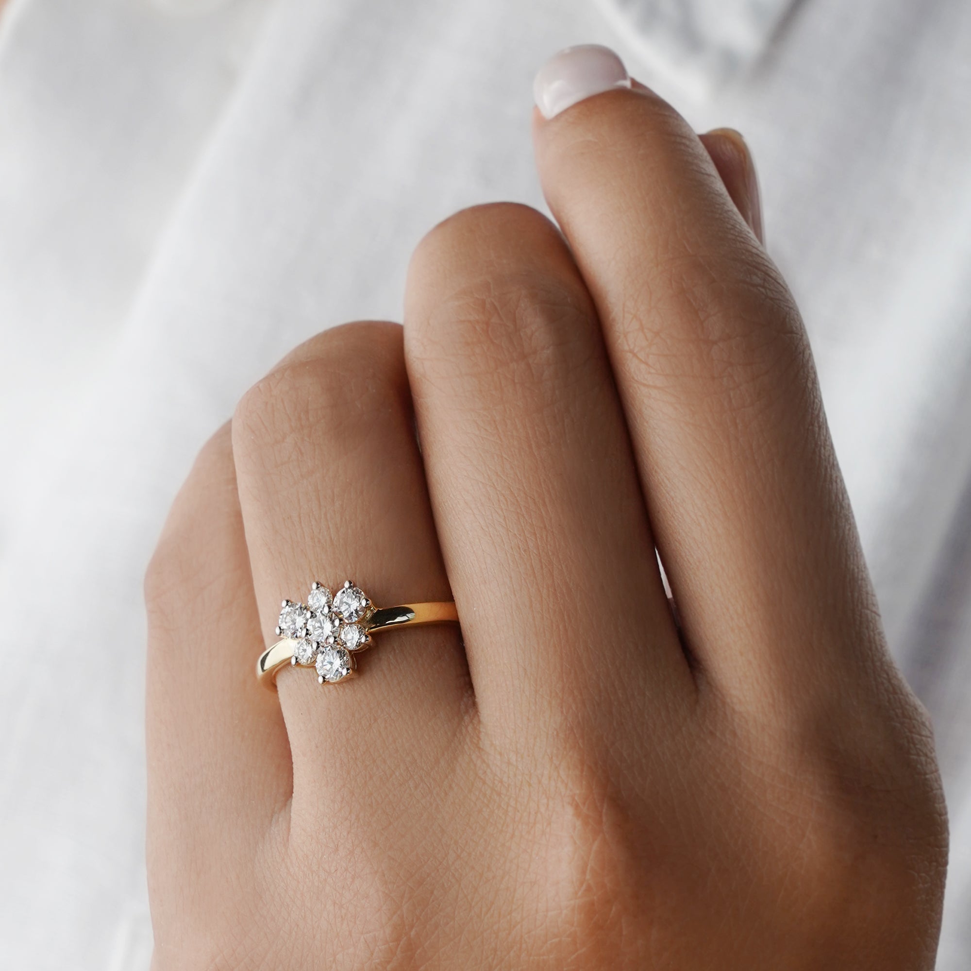 Seven Diamond Ring - Solid 18K Yellow Gold | BITS OF BALI JEWELRY