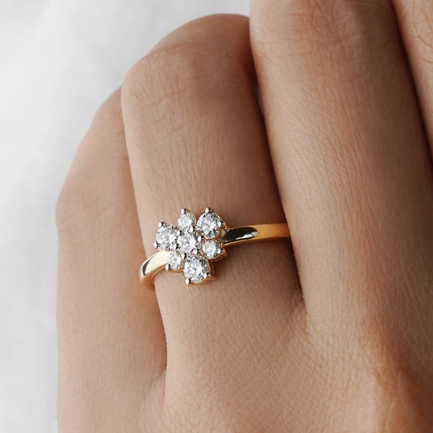 Seven Diamond Ring - Solid 18K Yellow Gold | BITS OF BALI JEWELRY