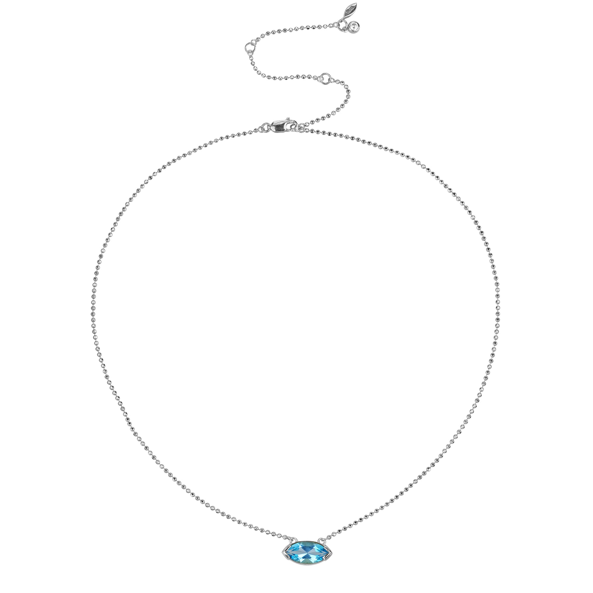 Ibu Large Marquise Pendant Necklace - Swiss Blue Topaz | BITS OF BALI JEWELRY