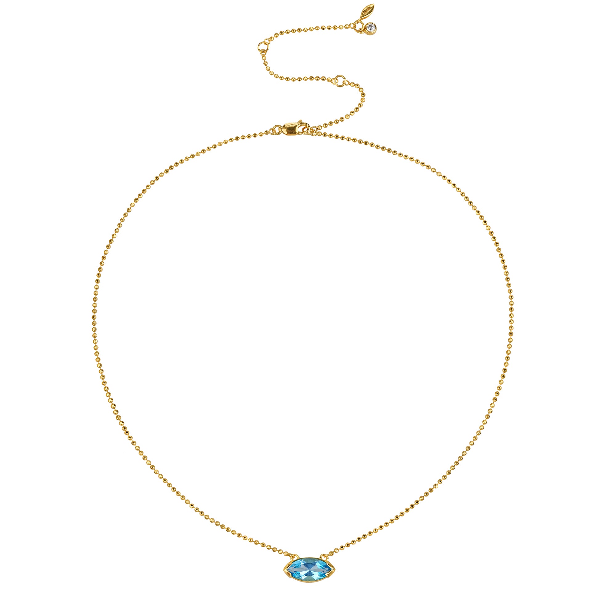 Ibu Large Marquise Pendant Necklace - Swiss Blue Topaz | BITS OF BALI JEWELRY