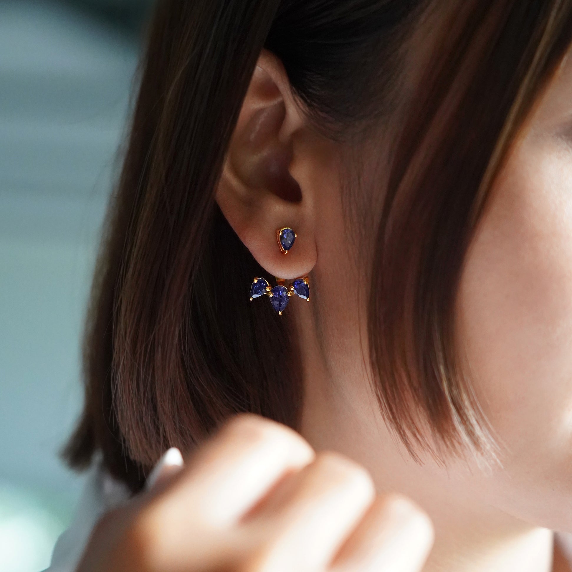 Ibu Baskara Ear Jackets - Iolite | BITS OF BALI JEWELRY