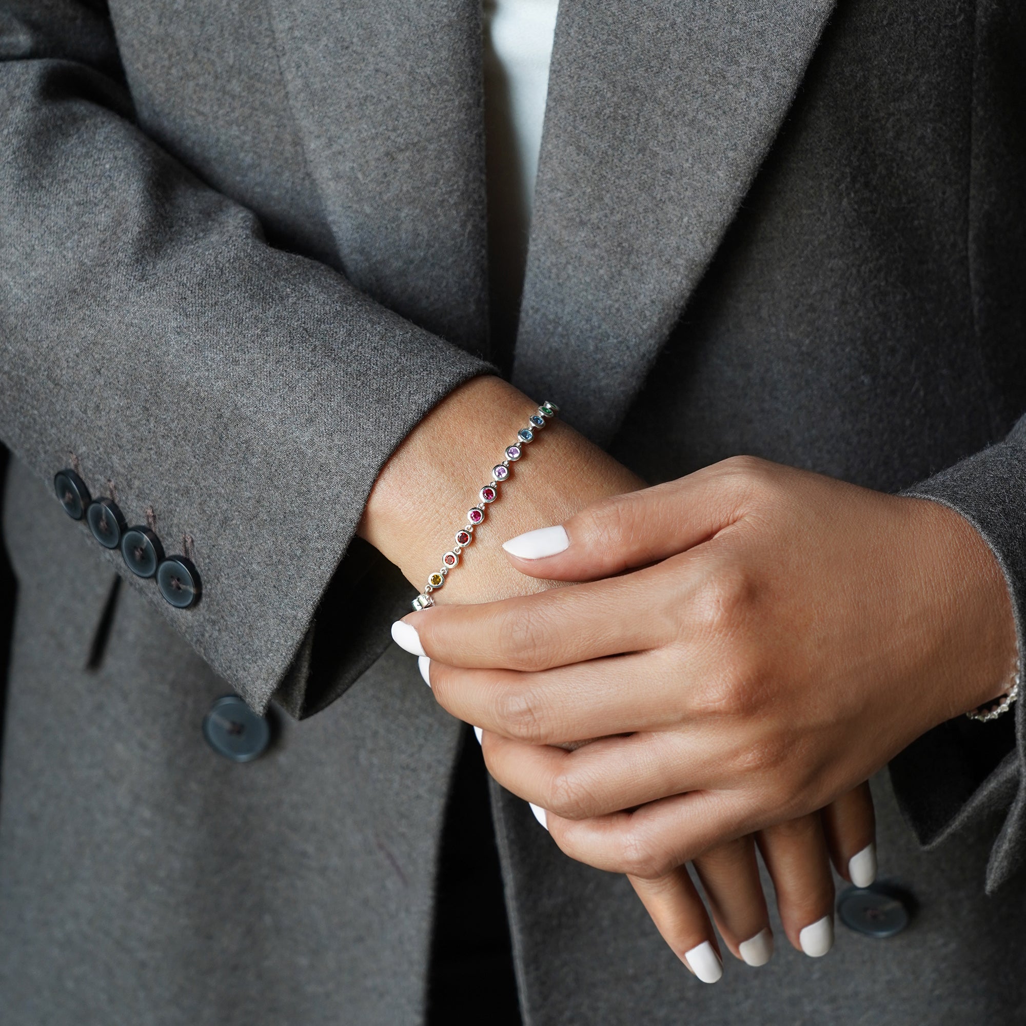 Ibu Bezel Genuine Birthstones Bracelet | BITS OF BALI JEWELRY