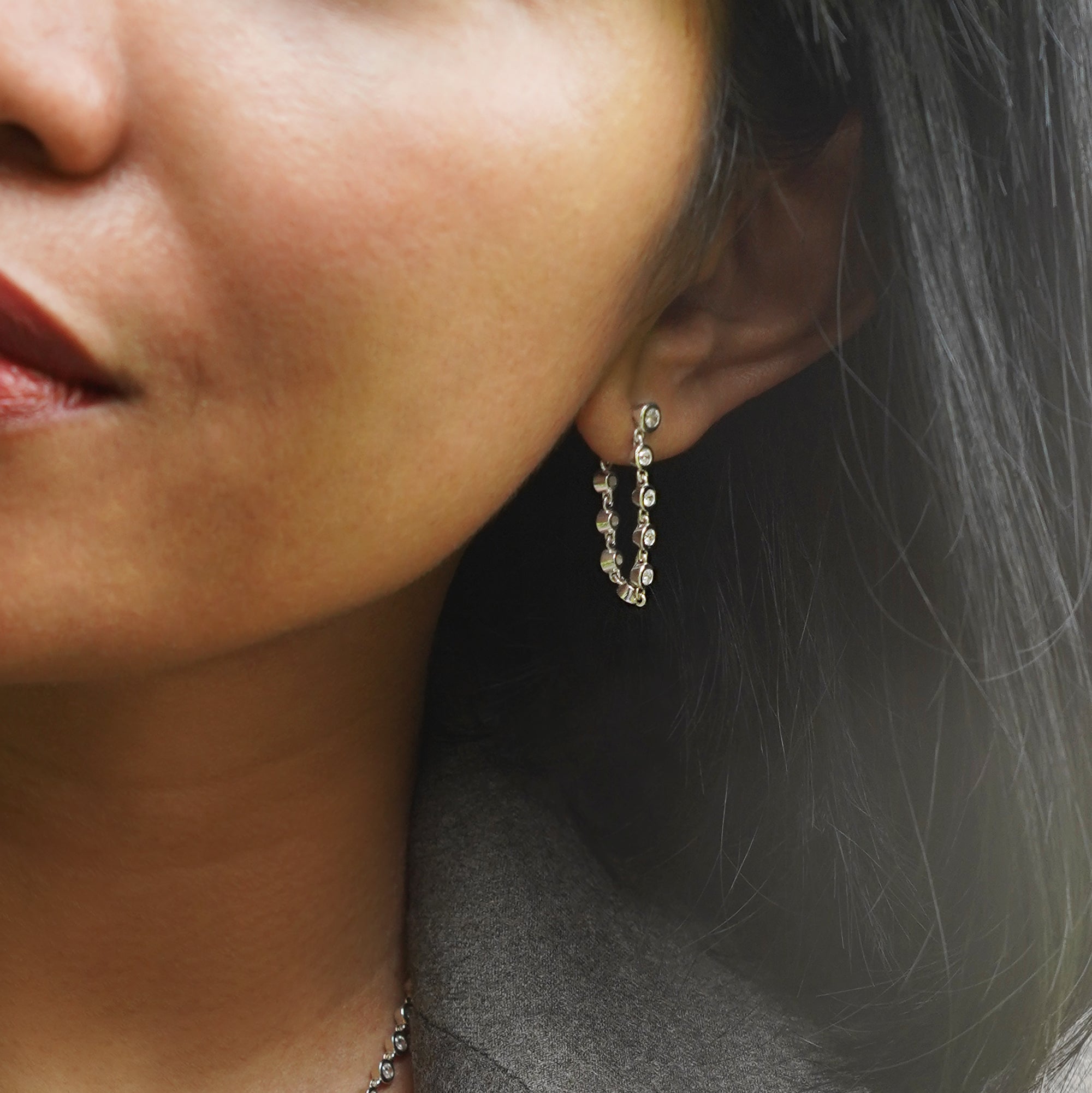 Ibu Bezel Cz Loop Earrings | BITS OF BALI JEWELRY