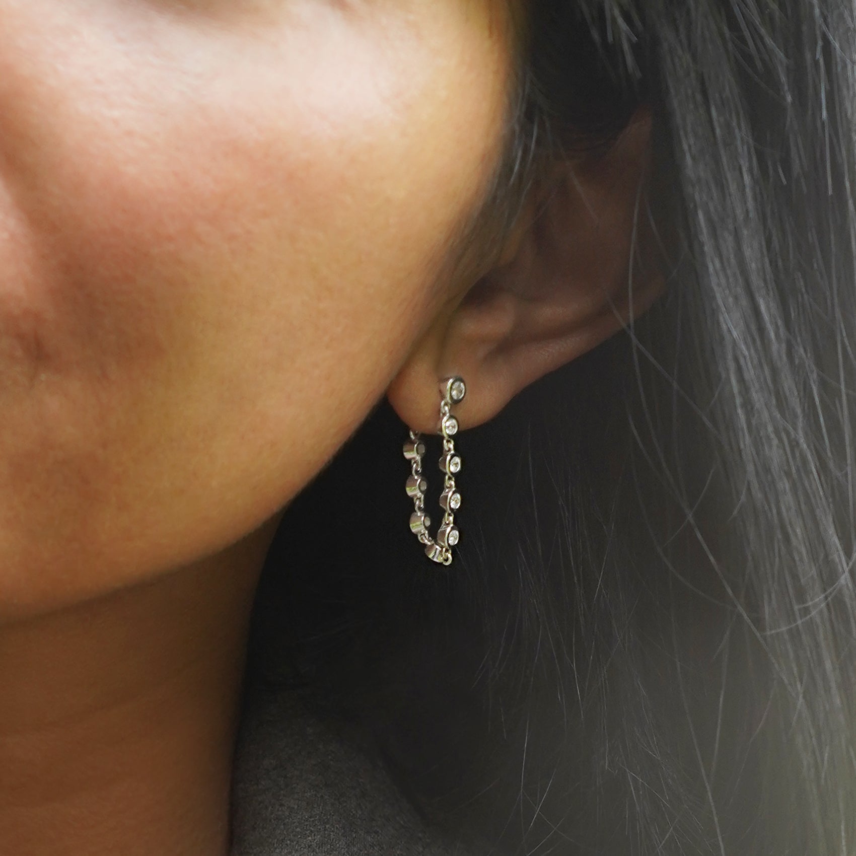 Ibu Bezel Cz Loop Earrings | BITS OF BALI JEWELRY