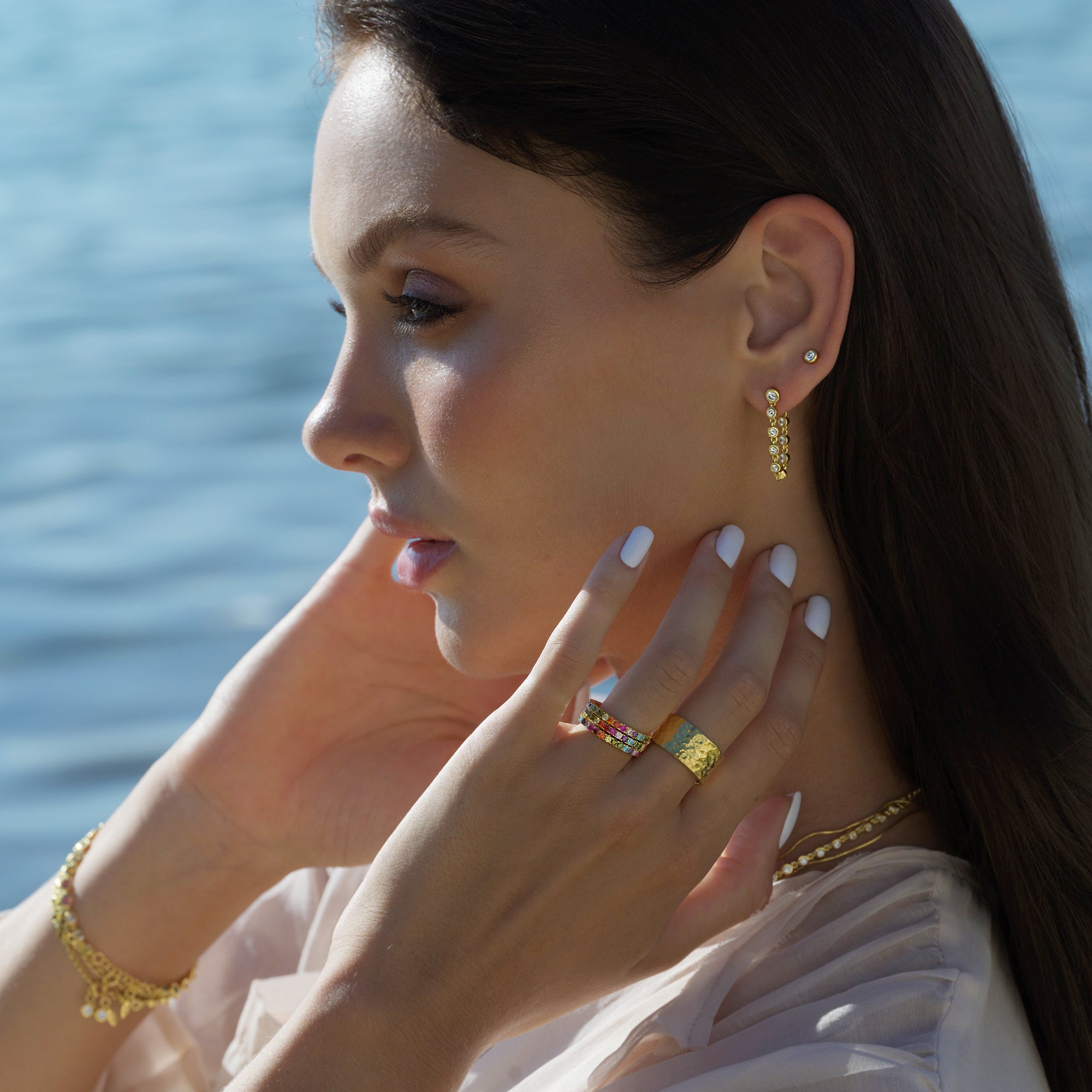Ibu Bezel Cz Loop Earrings | BITS OF BALI JEWELRY