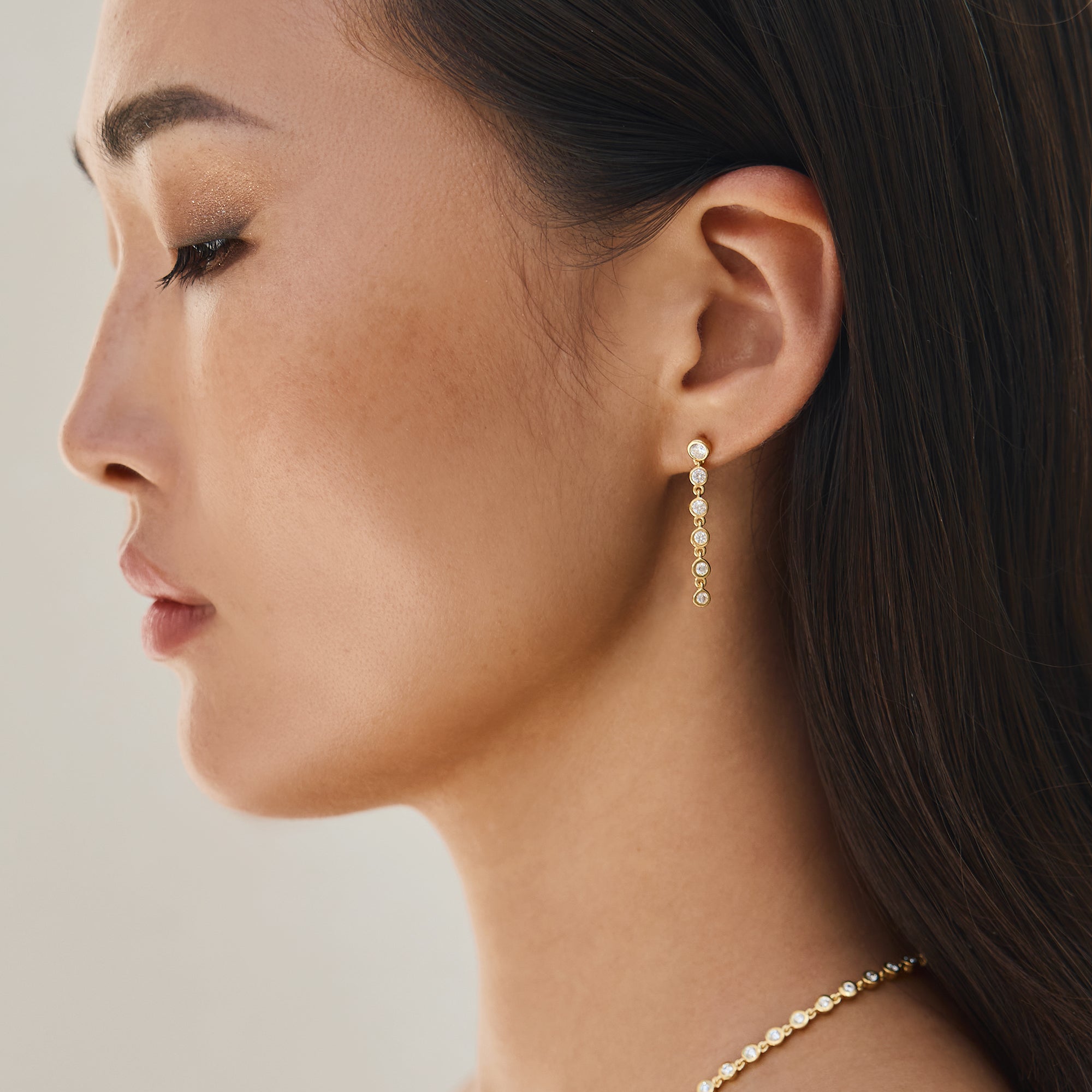 Ibu Shorter Bezel CZ Drop Earrings - Gold Vermeil | BITS OF BALI JEWELRY