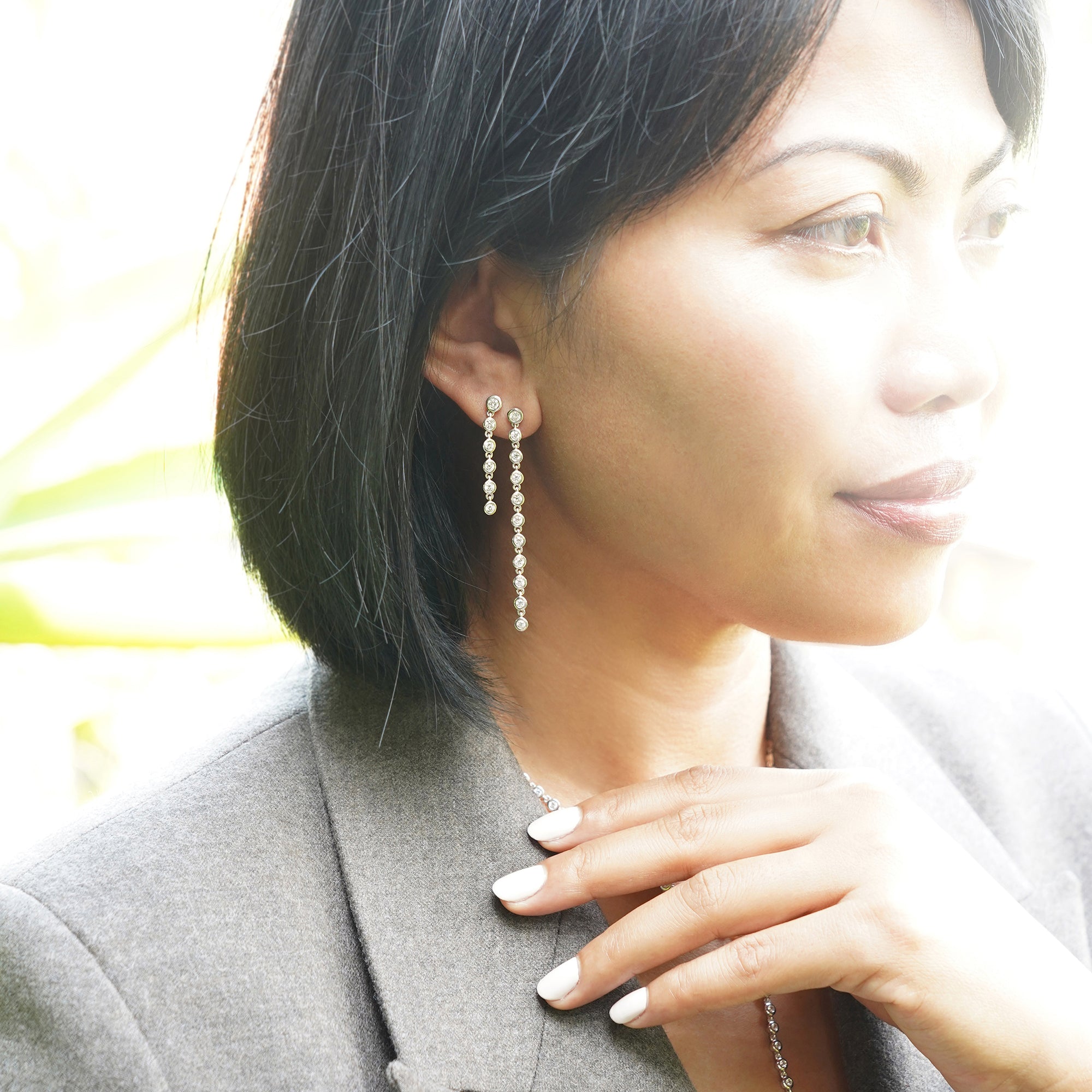 Ibu Longer Bezel Cz Drop Earrings | BITS OF BALI JEWELRY