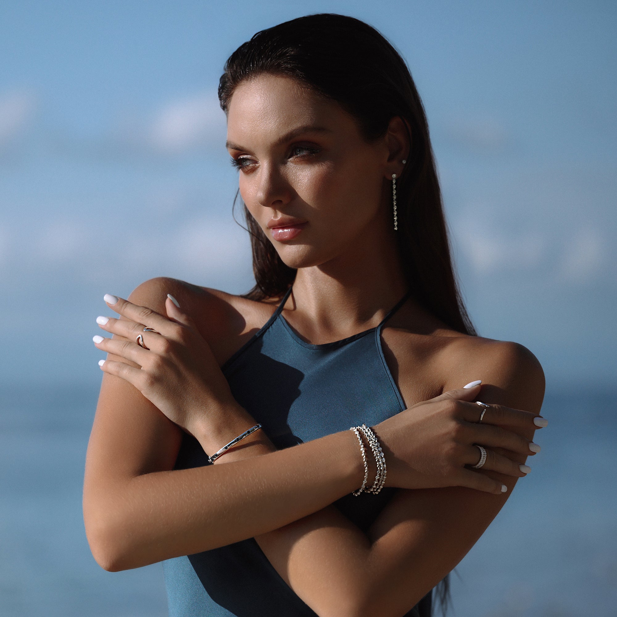 Ibu Longer Bezel Cz Drop Earrings | BITS OF BALI JEWELRY