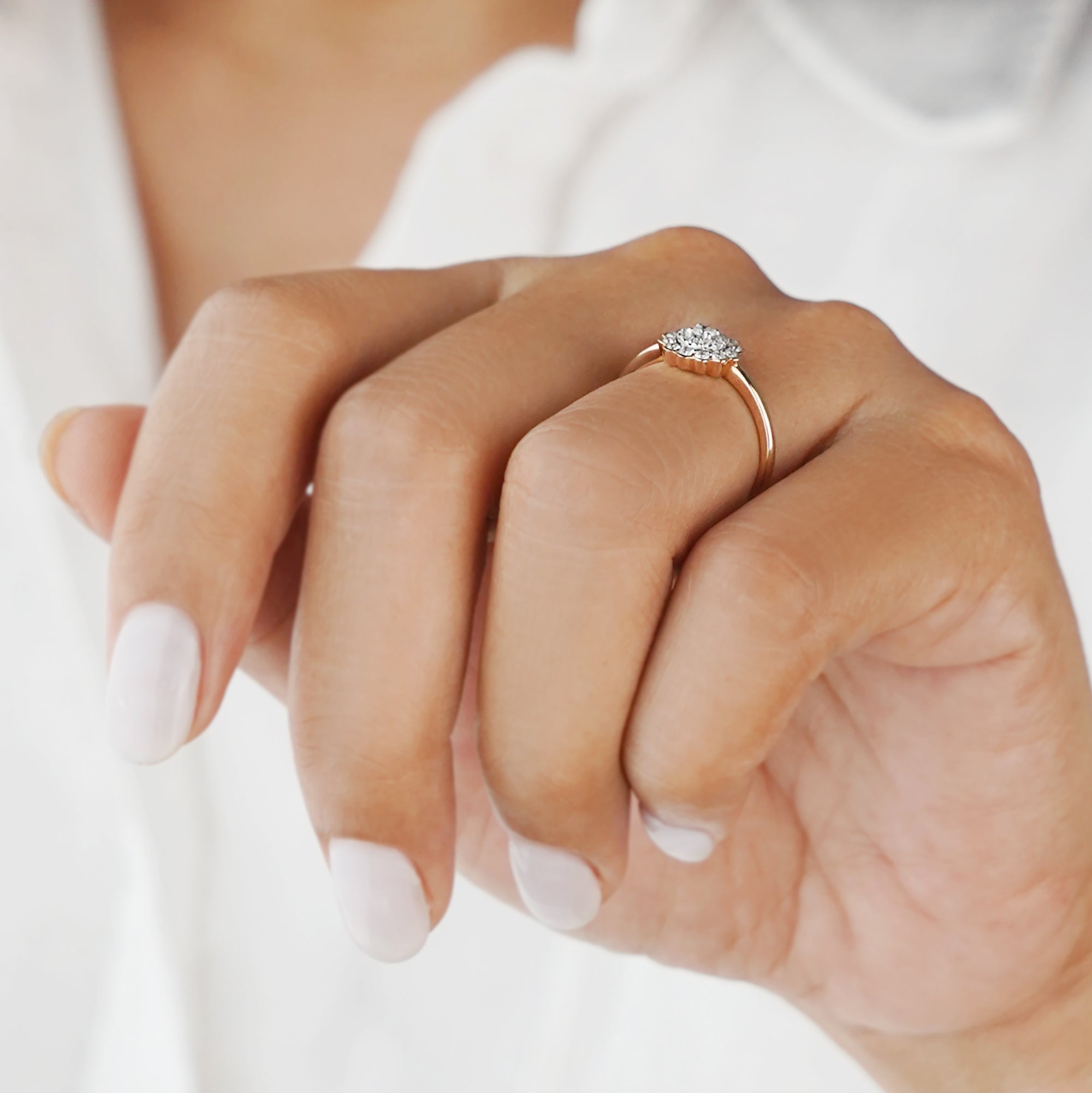 Clustered Round Natural Diamond Ring - Solid 18k Yellow Gold | BITS OF BALI JEWELRY