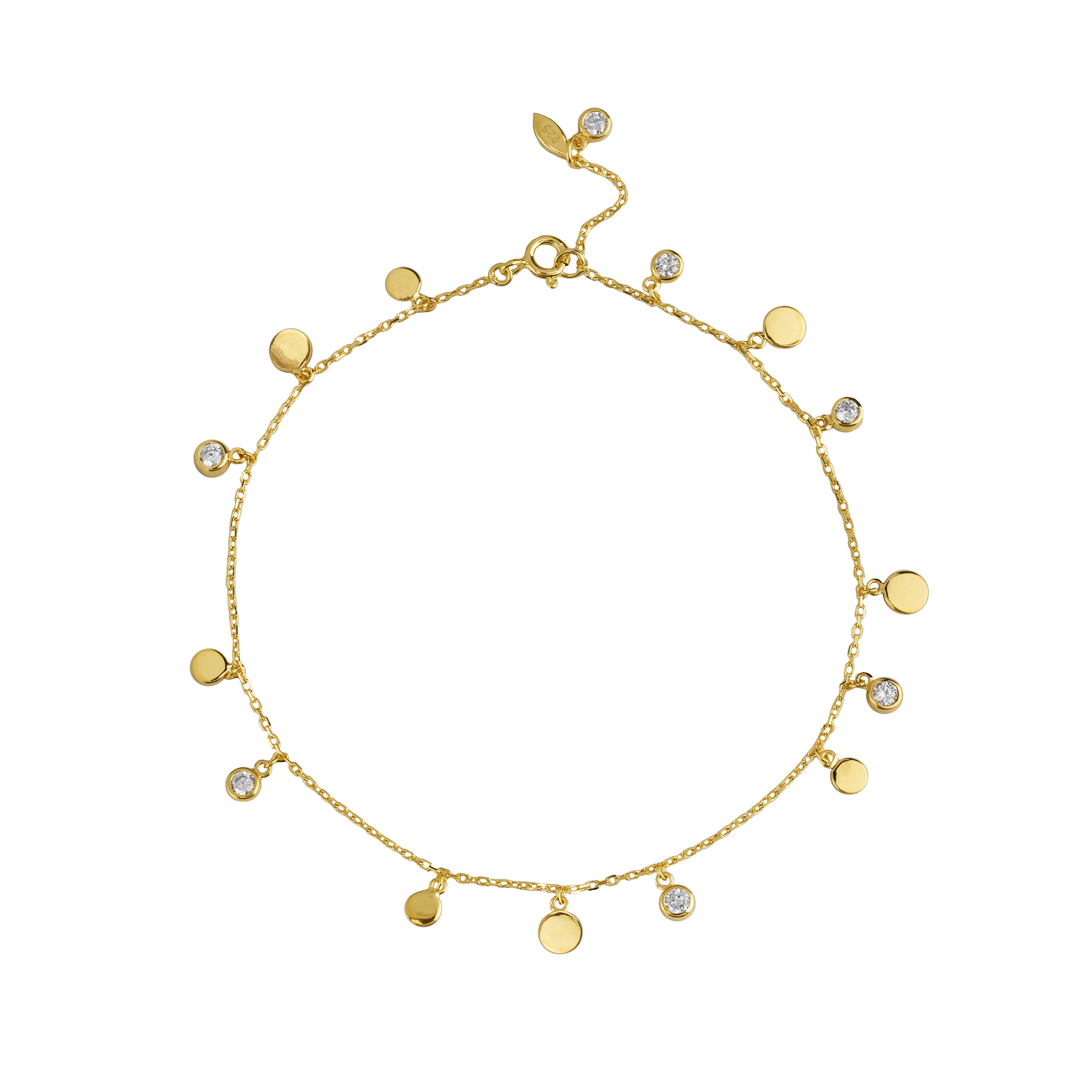 IBU CZ Disc Anklet - Gold Vermeil | BITS OF BALI JEWELRY