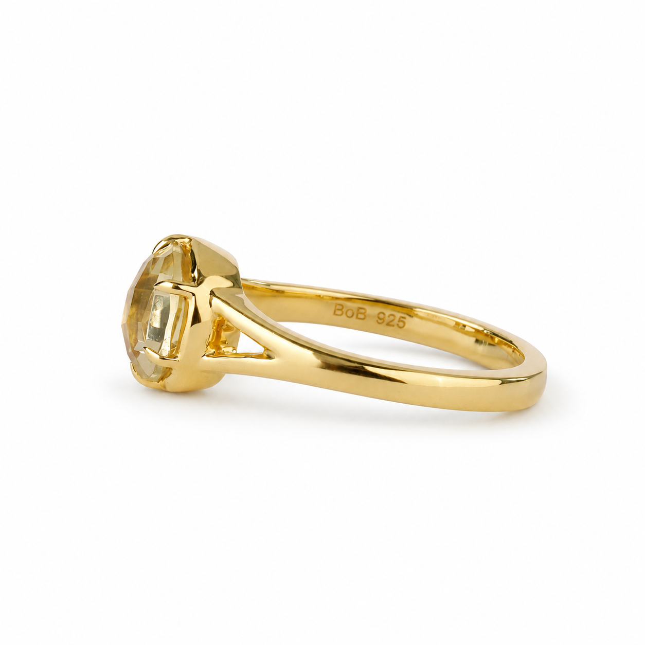 Lemon Quartz Double Shank Ring - Gold Vermeil
