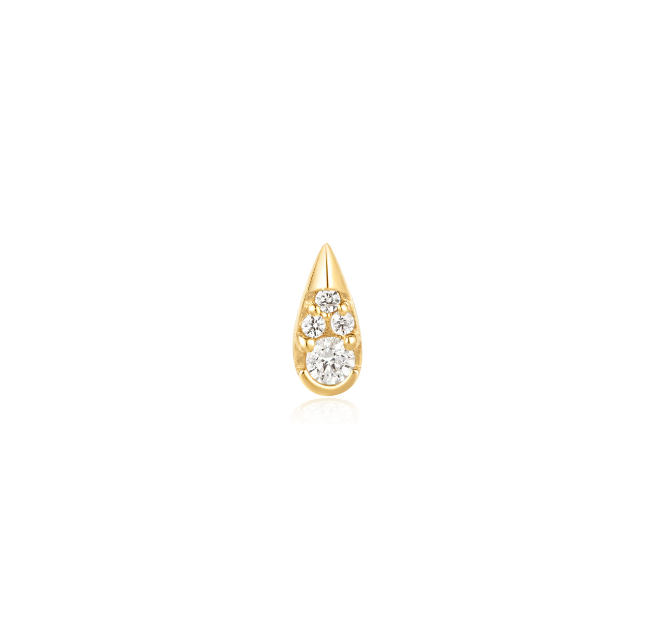 Clustered Teardrop White Sapphire Flat Back Stud Earrings - Solid 14K Yellow Gold | BITS OF BALI JEWELRY