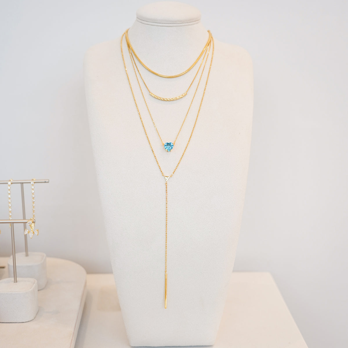 Ibu Heart Blue Topaz Necklace - Sterling Silver