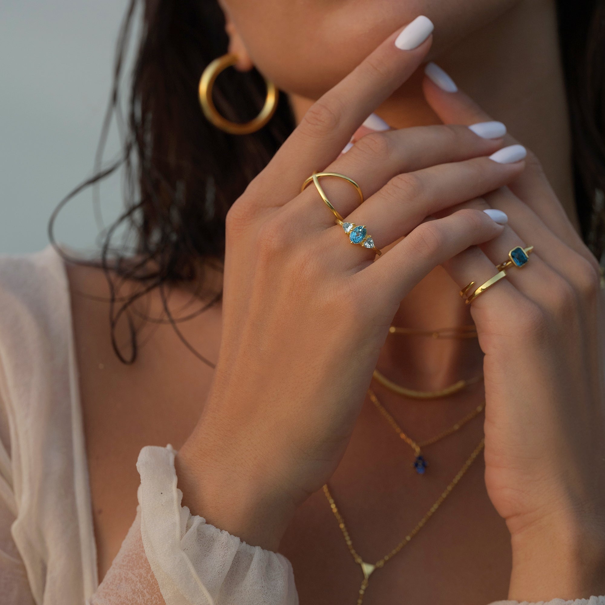 Ibu Trio Vintage Blue Topaz Ring | BITS OF BALI JEWELRY