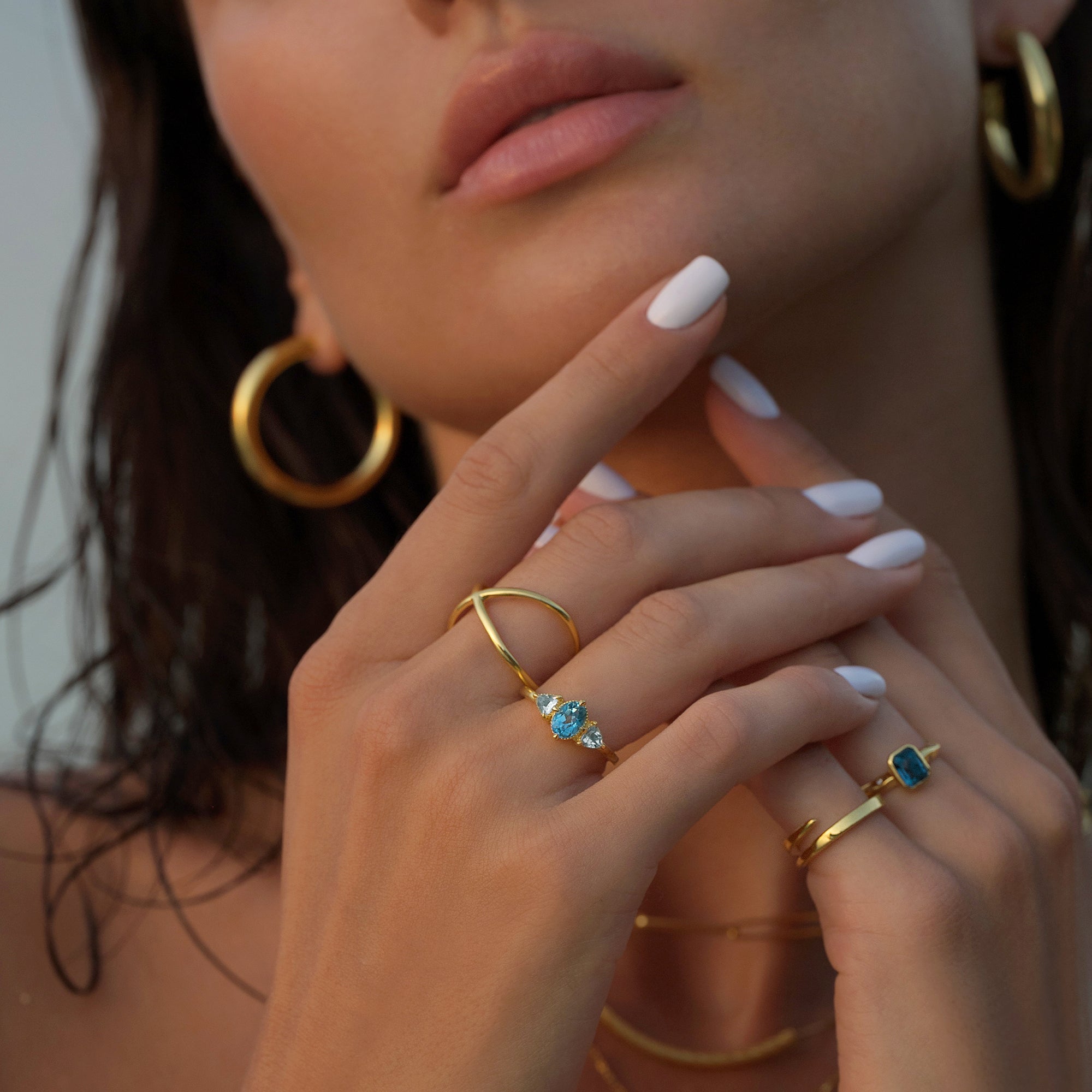 Ibu Trio Vintage Blue Topaz Ring | BITS OF BALI JEWELRY