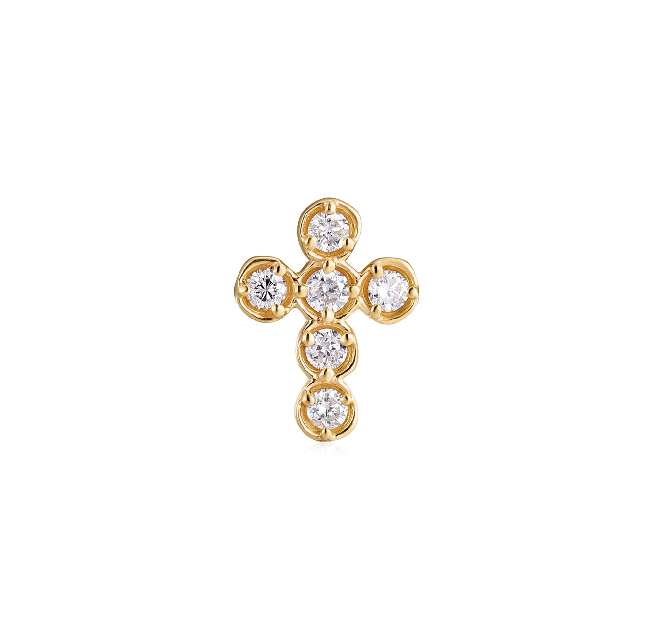 Diamond Cross Flat Back Stud Earrings - Solid 14K Yellow Gold | BITS OF BALI JEWELRY