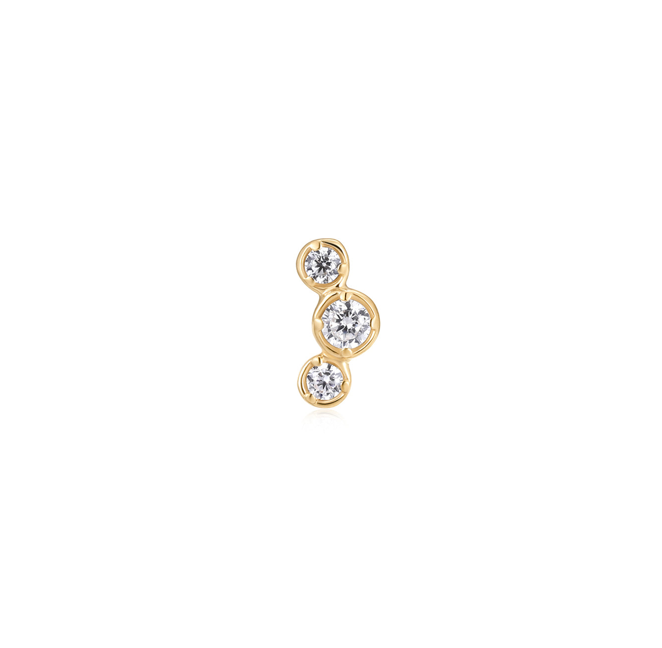 Diamond Mini Curve Flat Back Stud Earrings - Solid 14K Yellow Gold | BITS OF BALI JEWELRY