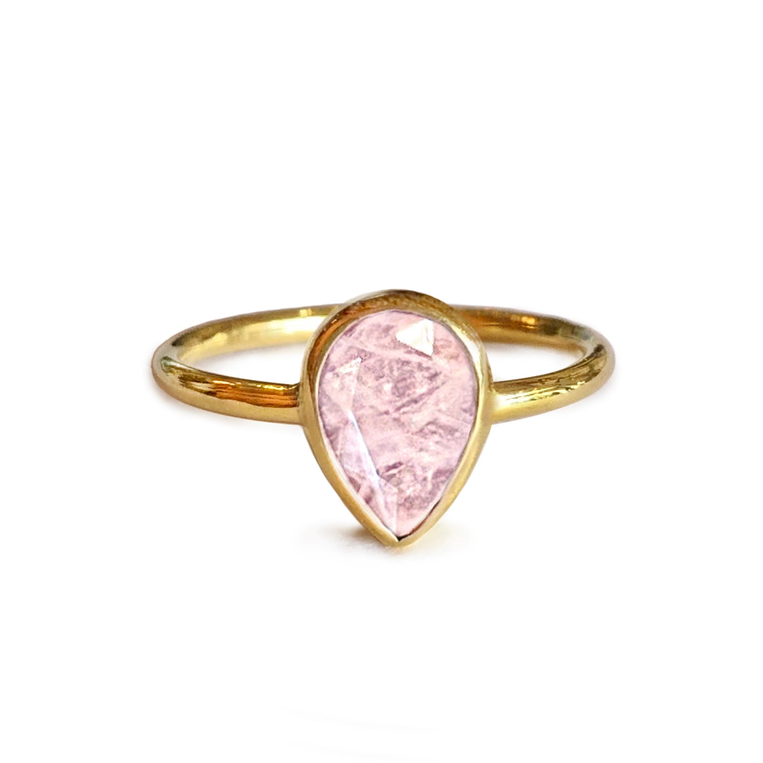 Medium Tear Drop Rose Quartz Ring | BITS OF BALI JEWELRY