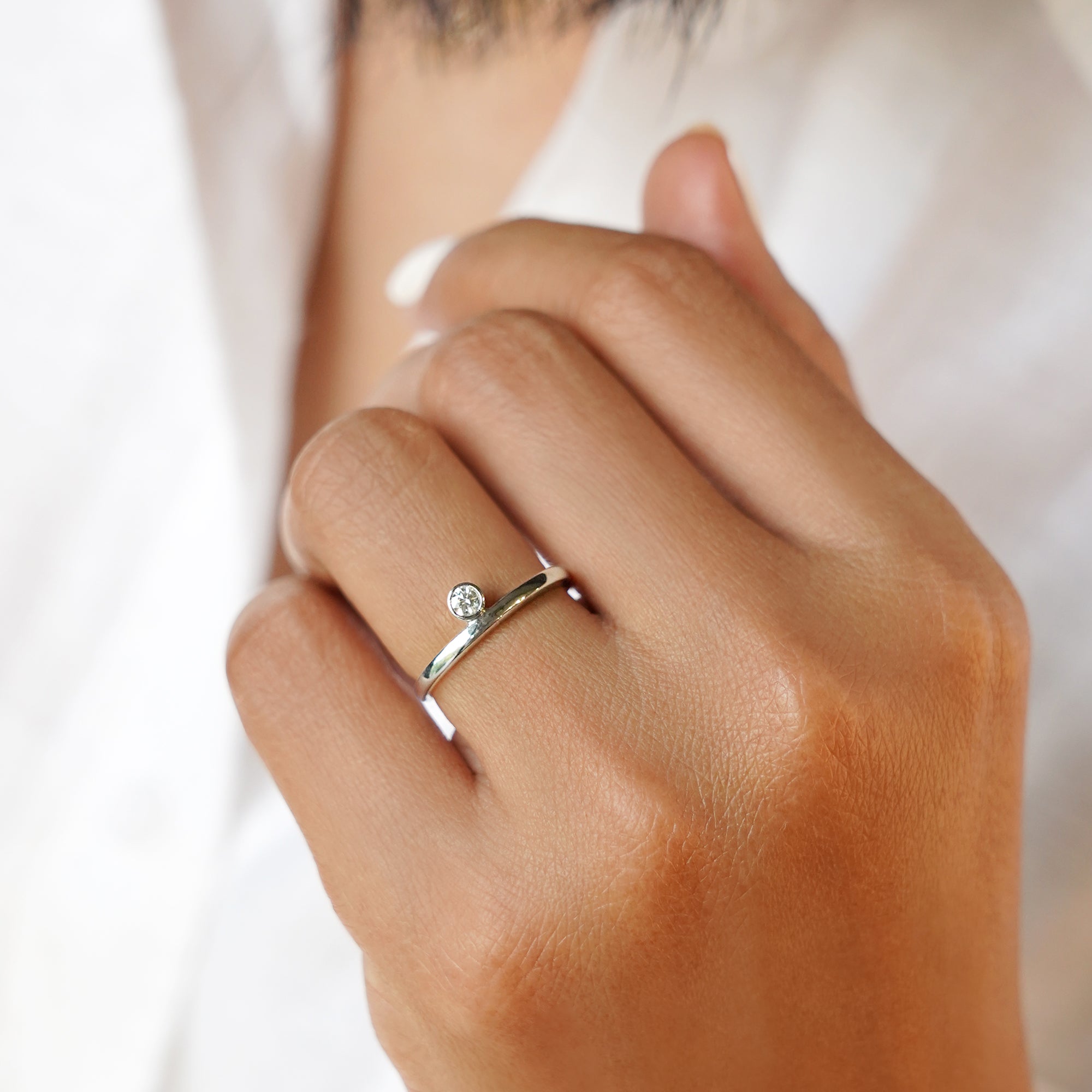 Dipta Diamond Ring - Solid 14K White Gold | BITS OF BALI JEWELRY