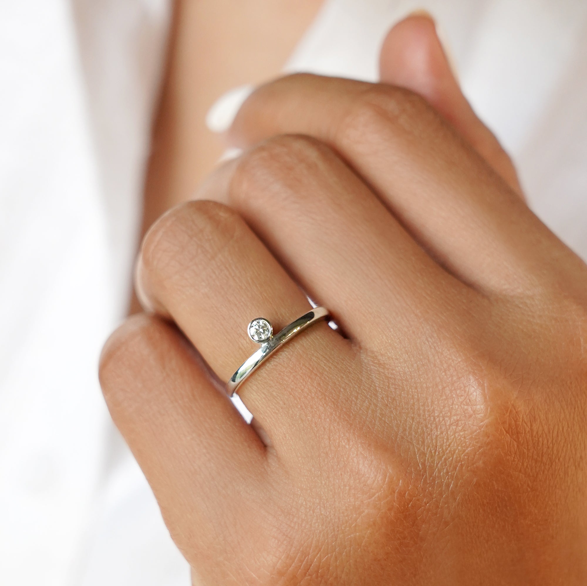 Dipta Diamond Ring - Solid 14K White Gold | BITS OF BALI JEWELRY