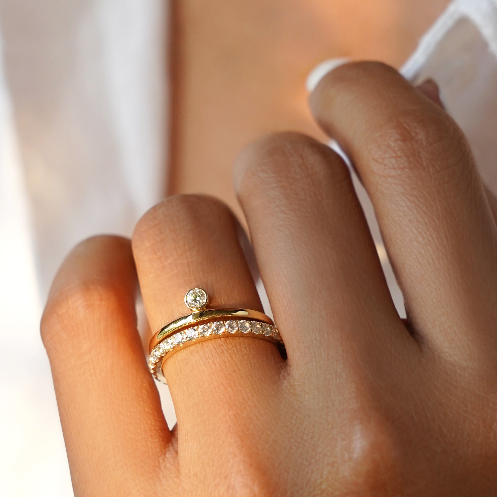 Dipta Diamond Ring - Solid 18K Yellow Gold | BITS OF BALI JEWELRY