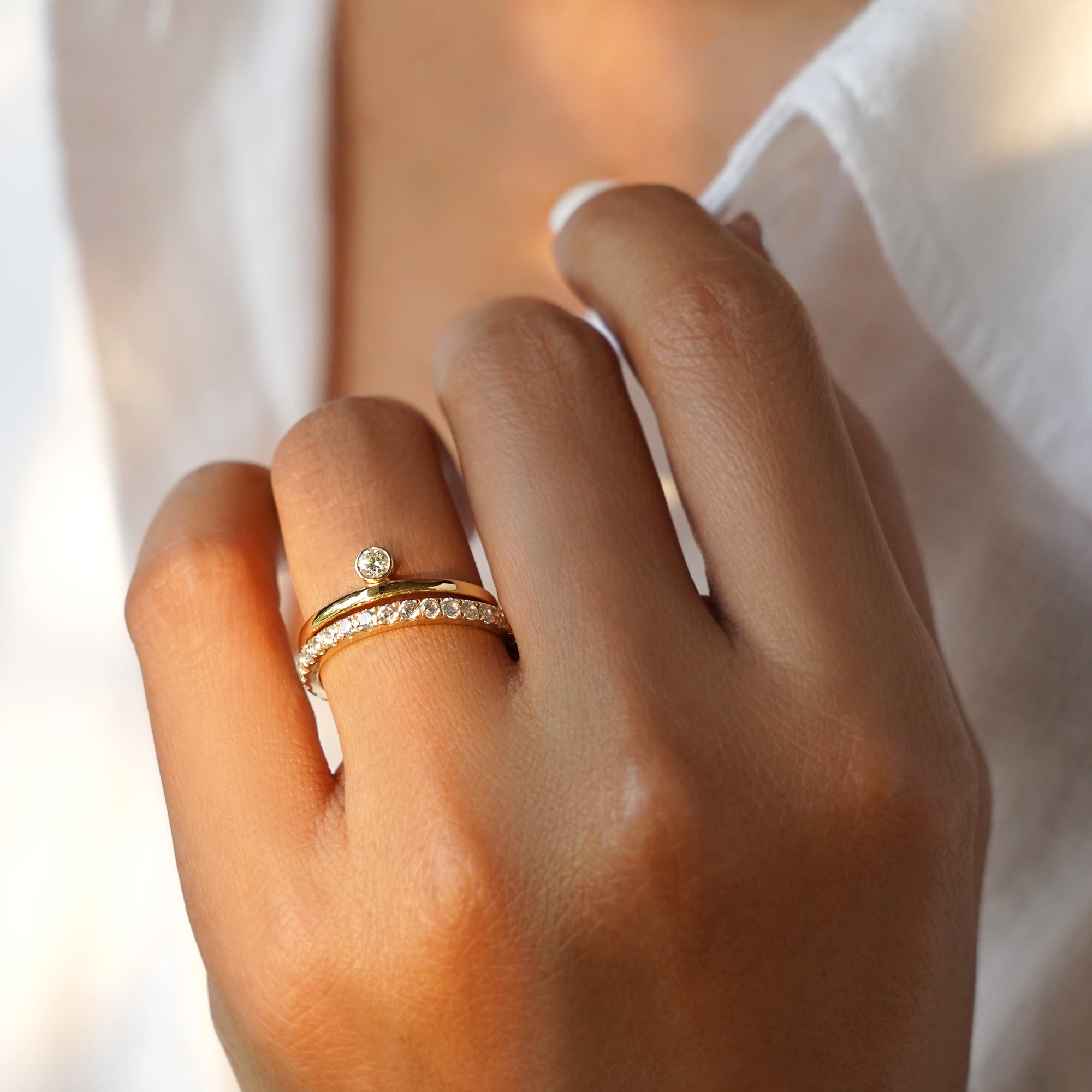 Dipta Diamond Ring - Solid 18K Yellow Gold | BITS OF BALI JEWELRY