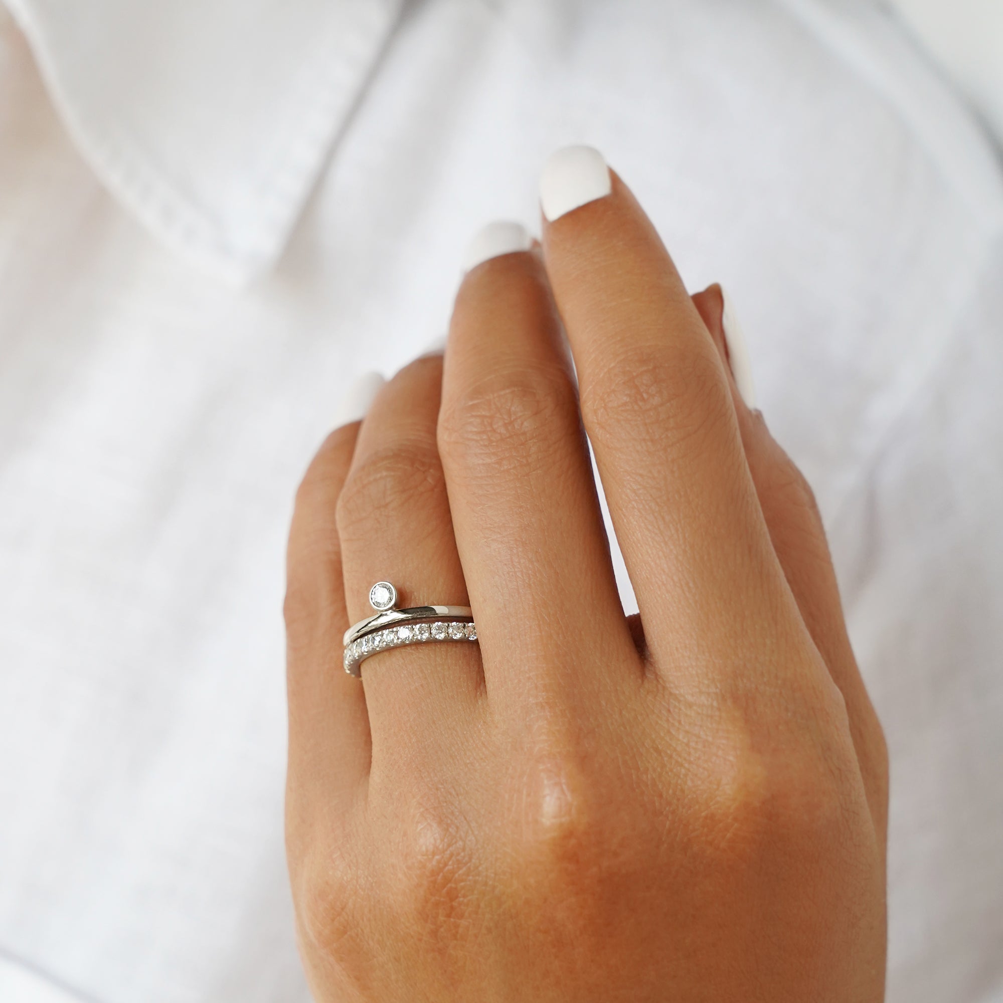 Dipta Diamond Ring - Solid 14K White Gold | BITS OF BALI JEWELRY