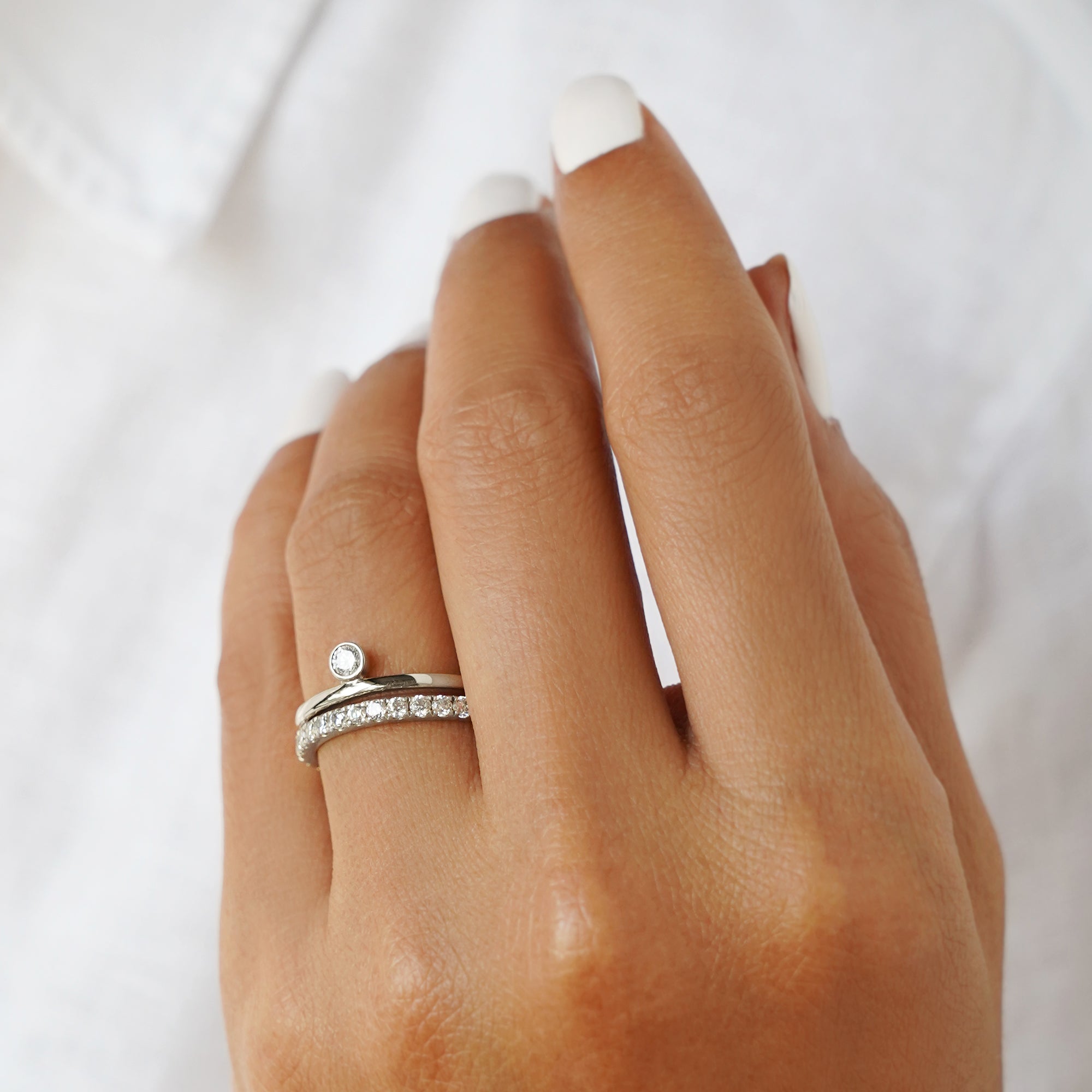 Dipta Diamond Ring - Solid 14K White Gold | BITS OF BALI JEWELRY