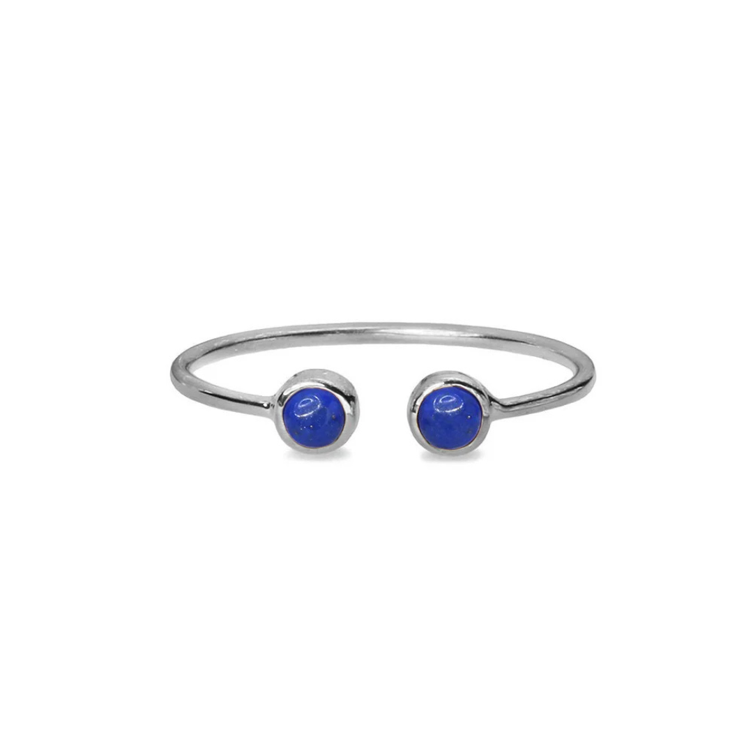 Dipta Tiny Double Bubble Ring Sterling Silver - Lapis Lazuli | BITS OF BALI JEWELRY