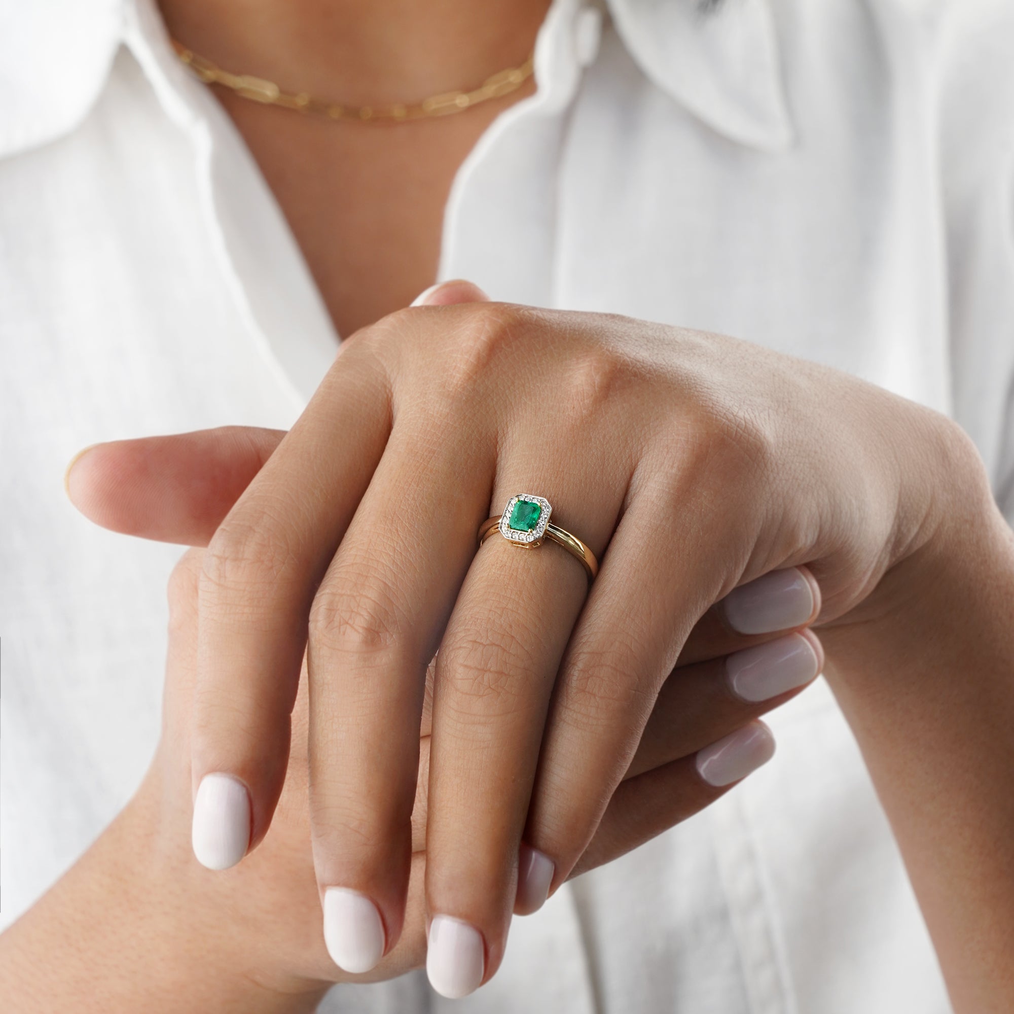 Emerald And Diamond Ring - Solid 18K Yellow Gold | BITS OF BALI JEWELRY