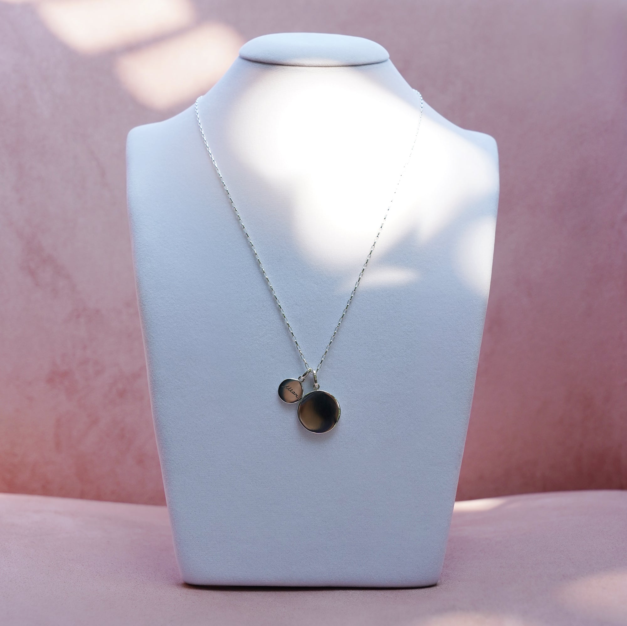 Personalized Two Round Pendants Necklace - With Engraves | BITS OF BALI JEWELRY