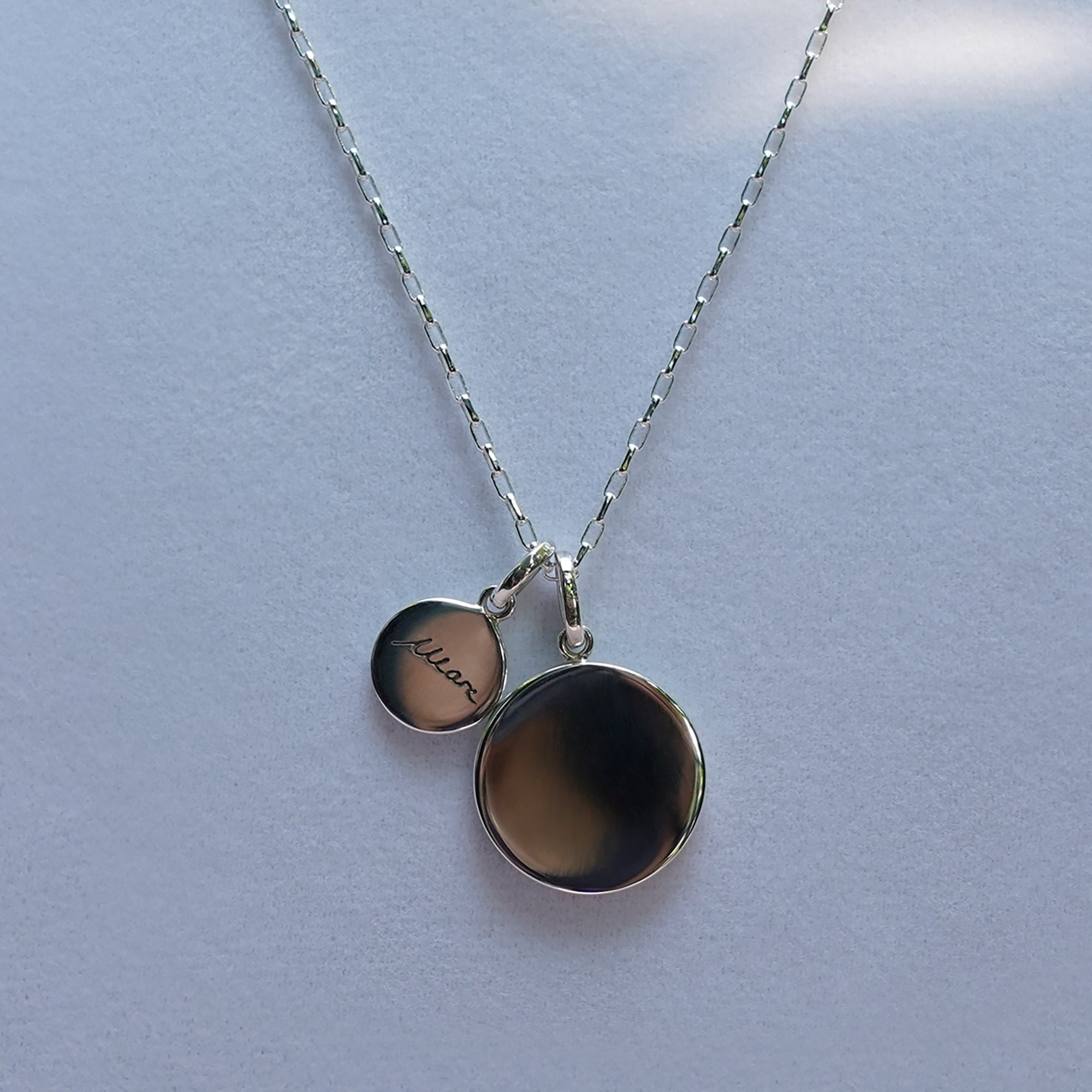 Personalized Two Round Pendants Necklace - With Engraves | BITS OF BALI JEWELRY
