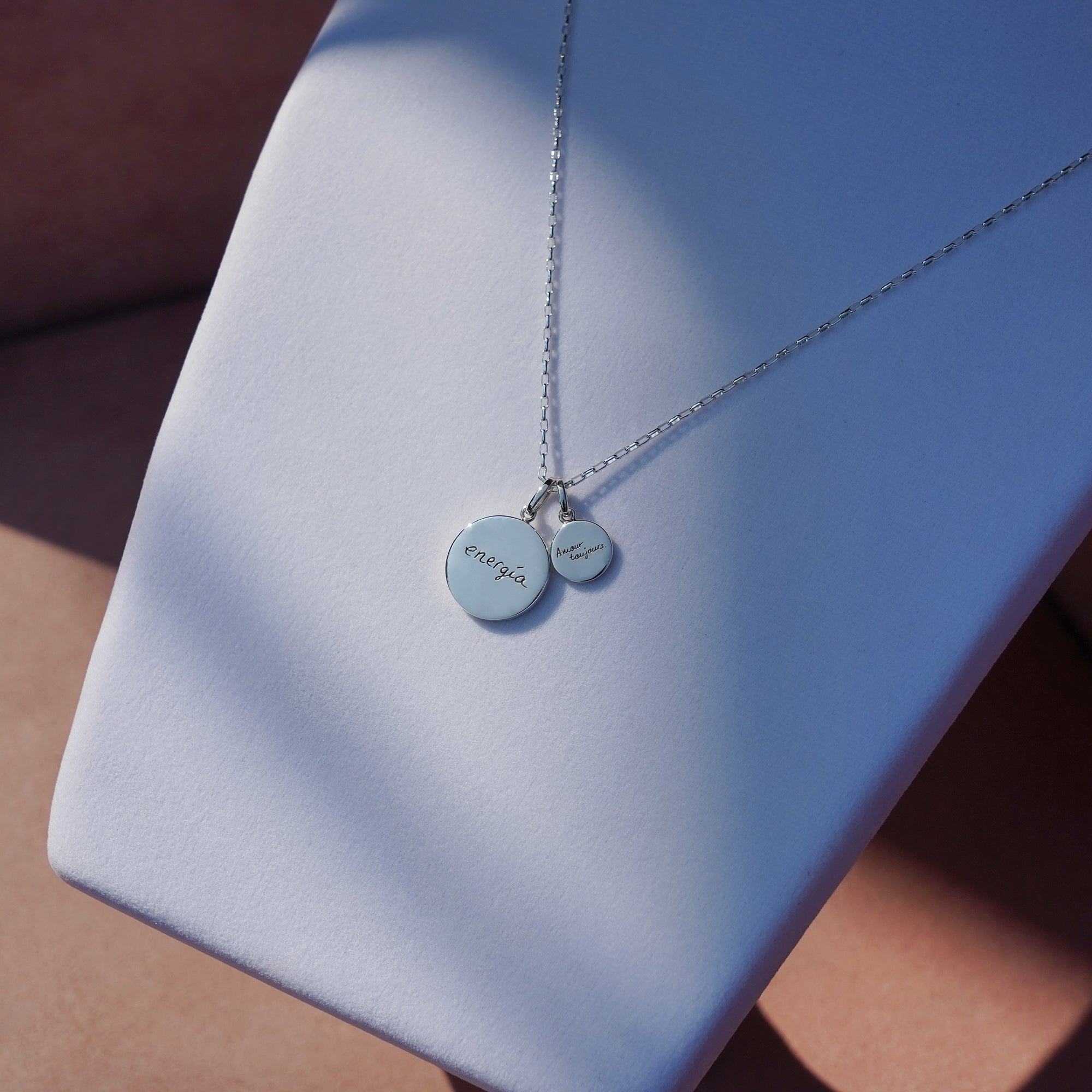 Personalized Two Round Pendants Necklace - With Engraves | BITS OF BALI JEWELRY