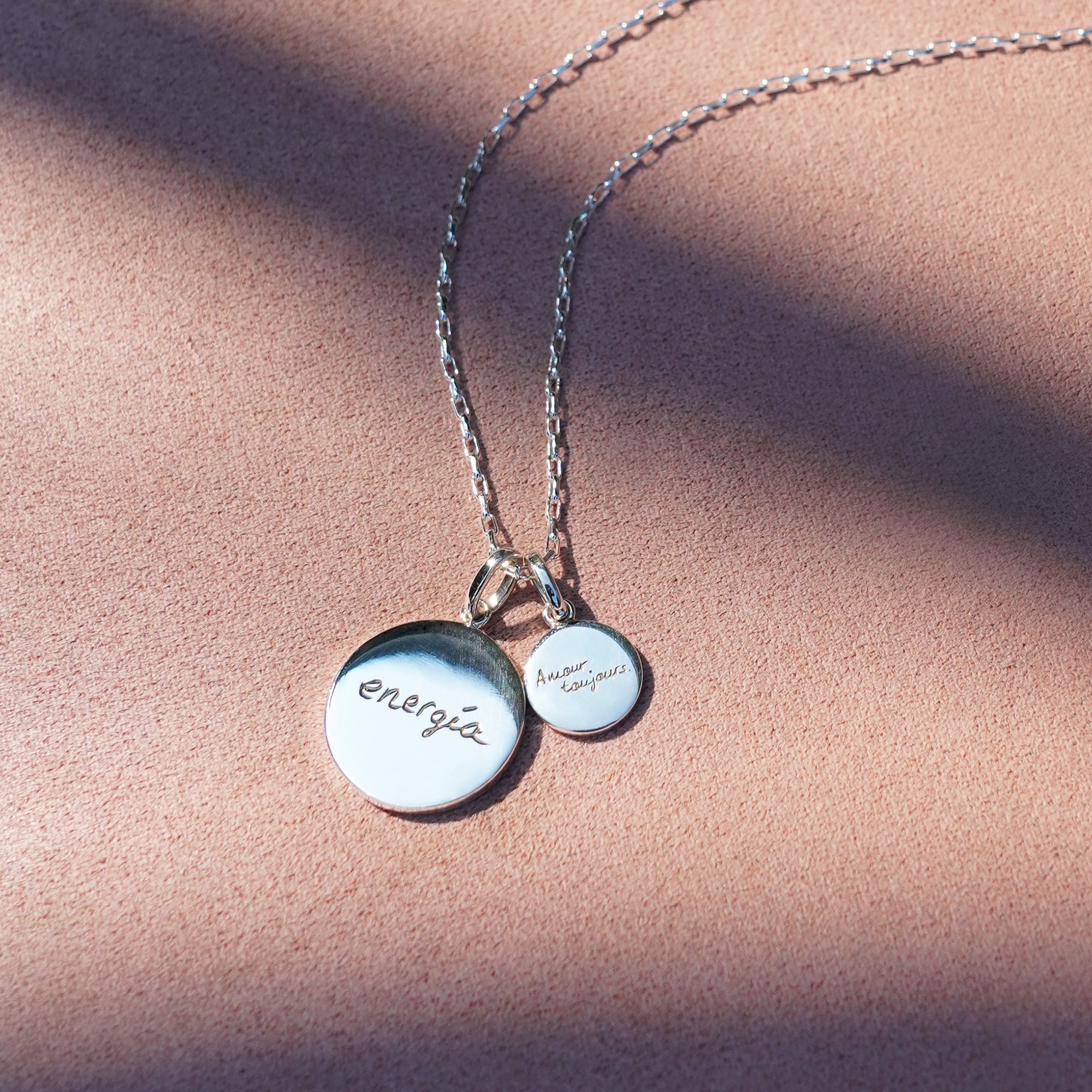 Personalized Two Round Pendants Necklace - With Engraves | BITS OF BALI JEWELRY