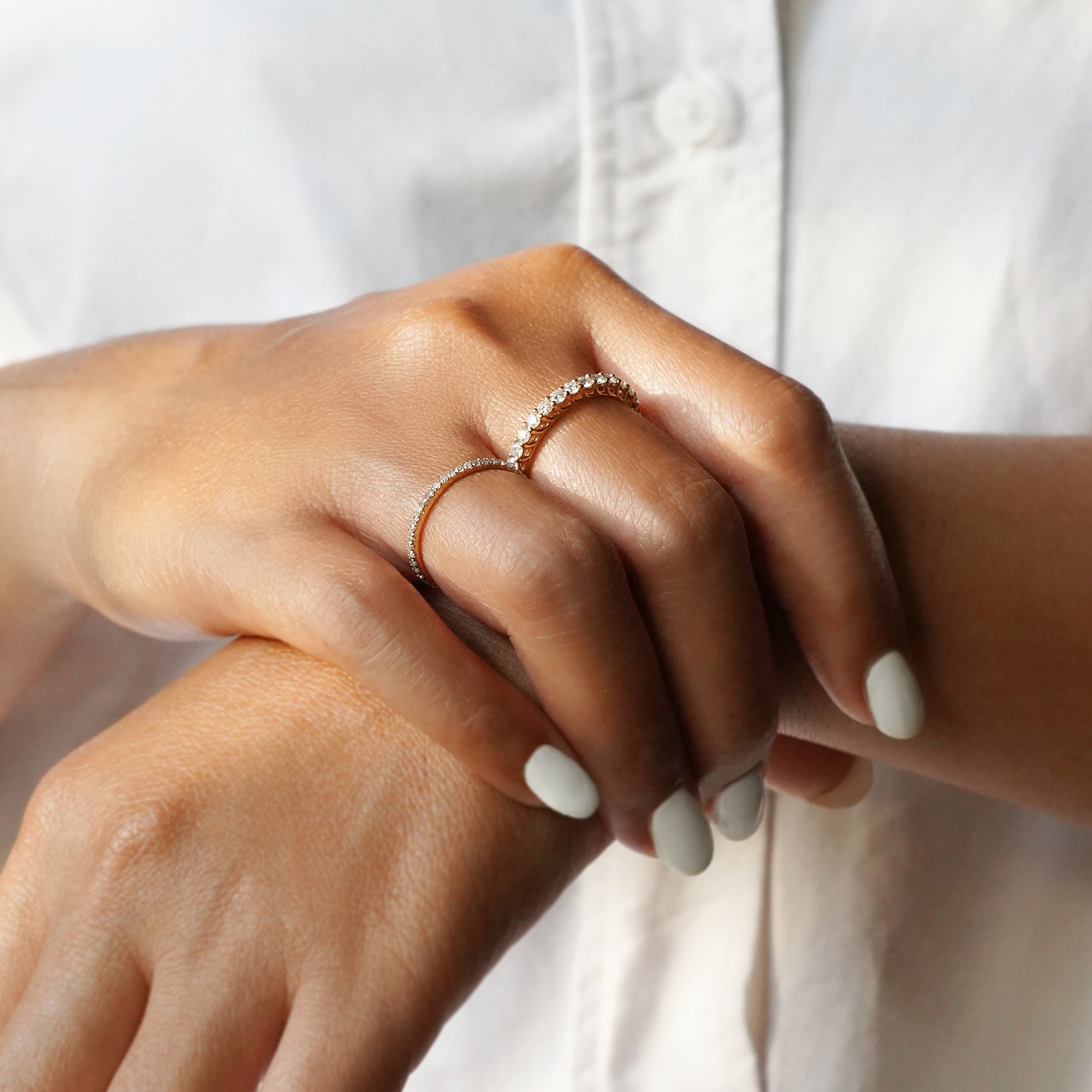 2mm Full Diamond Eternity Band - Solid 18K Yellow Gold | BITS OF BALI JEWELRY