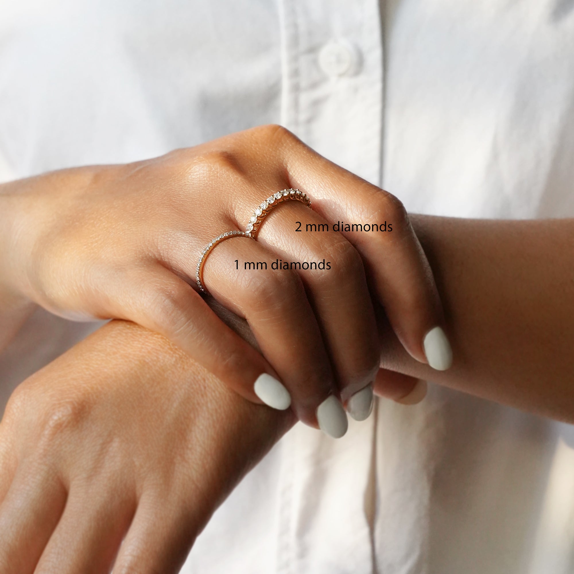 1mm Full Diamond Eternity Band – Solid 18K Yellow Gold | BITS OF BALI JEWELRY