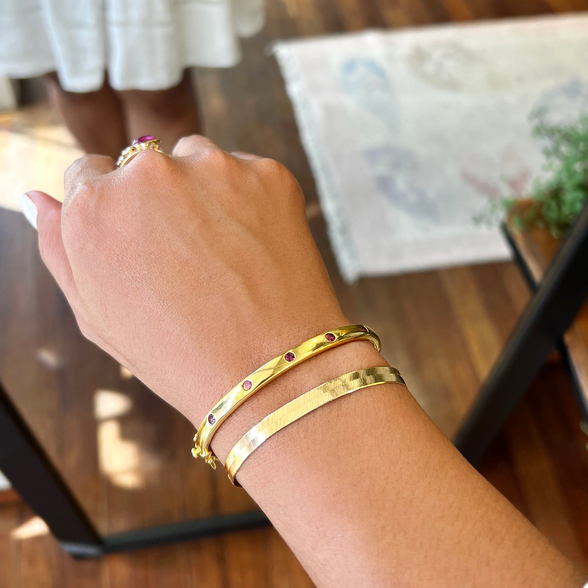 Ibu Five Stone Rhodolite Bracelet | BITS OF BALI JEWELRY