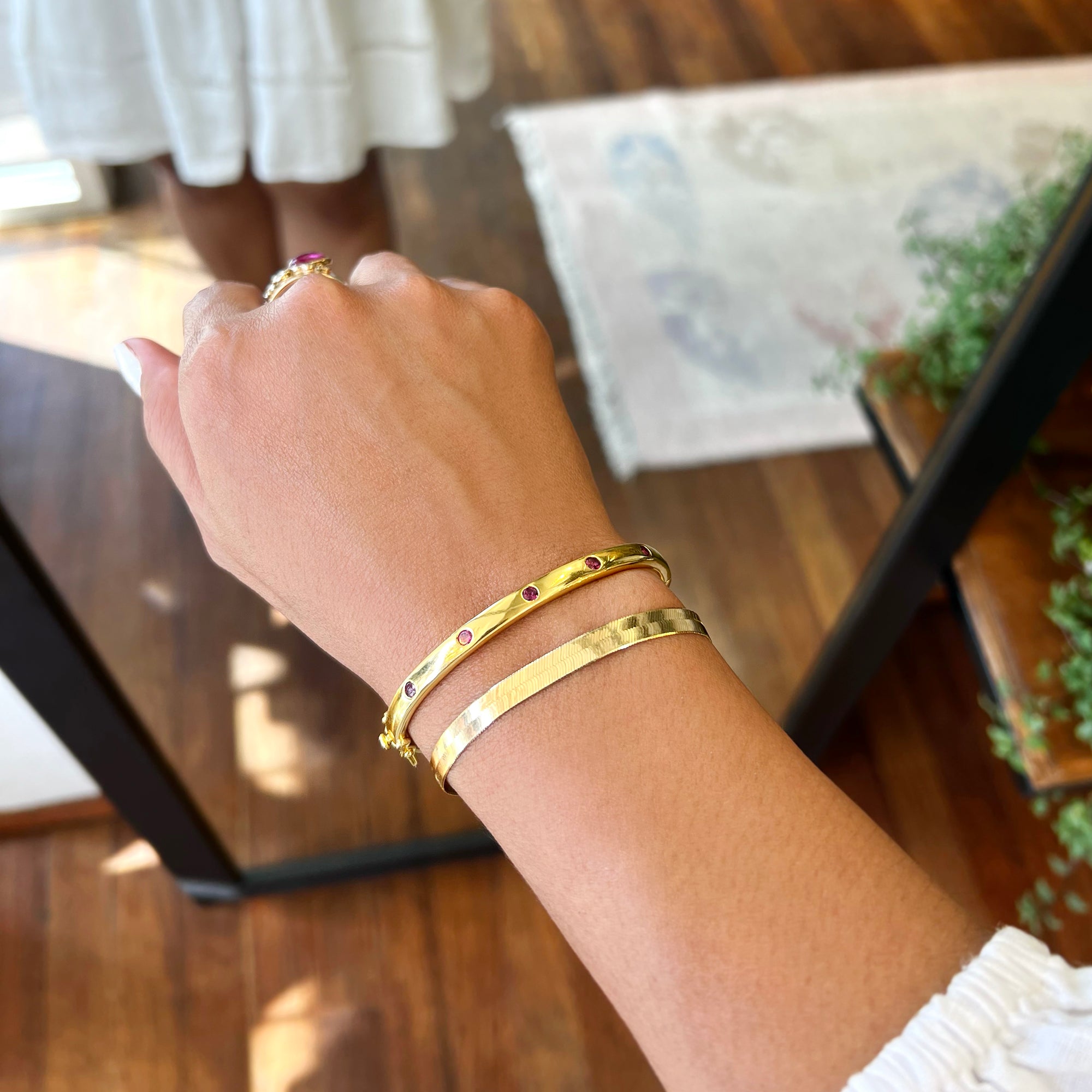 Ibu Five Stone Rhodolite Bracelet | BITS OF BALI JEWELRY